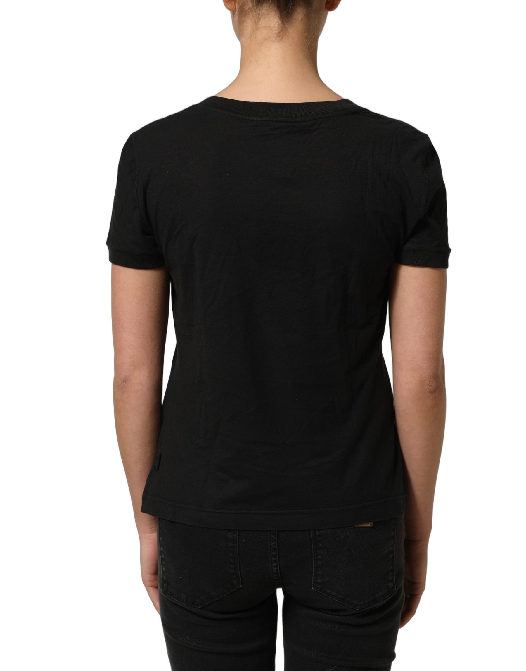 Dolce & Gabbana Black DG Logo Cotton Round Neck Tee T-shirt | Regal Royce