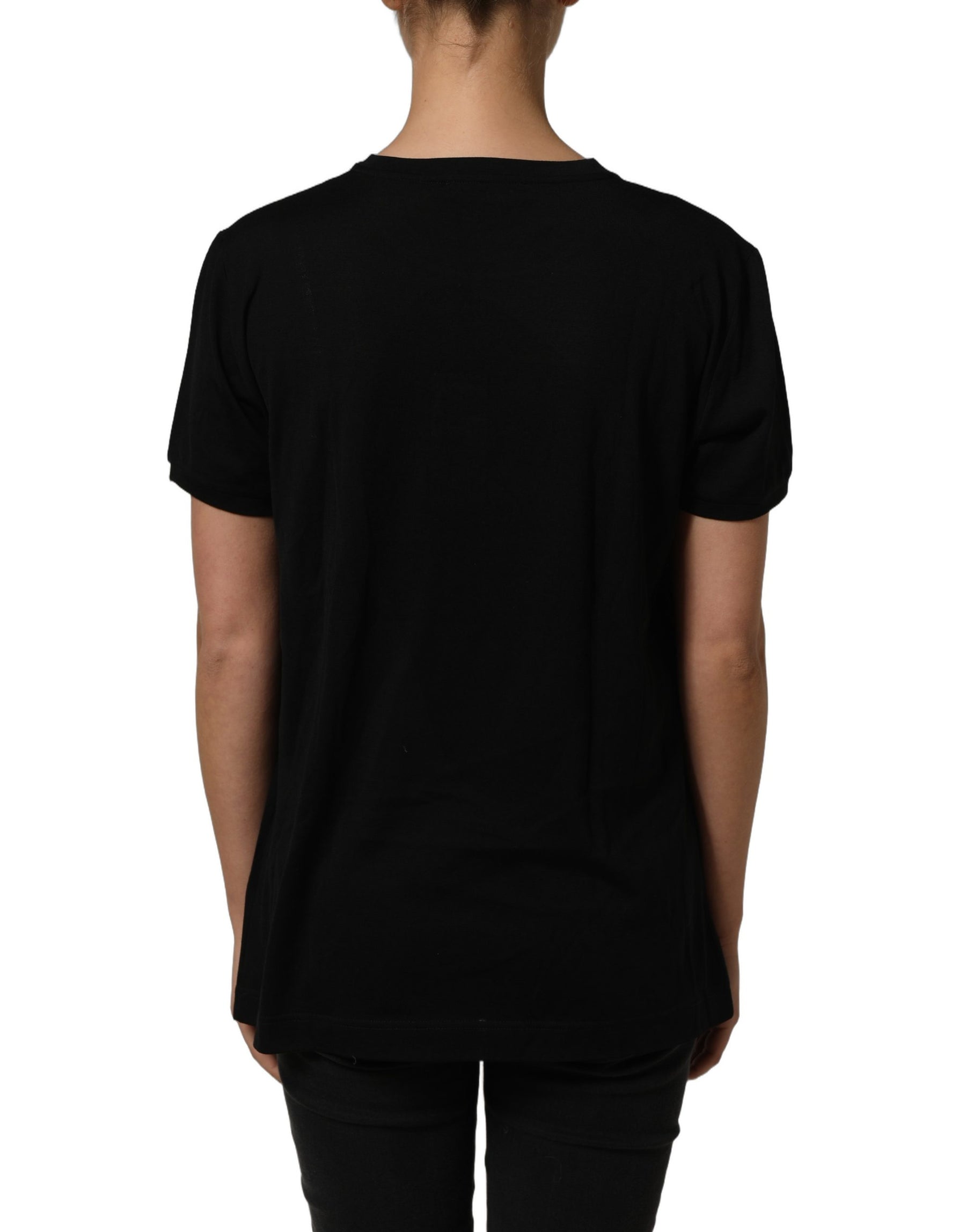 Dolce & Gabbana Black Wool Crew Neck Short Sleeves T-shirt | Regal Royce