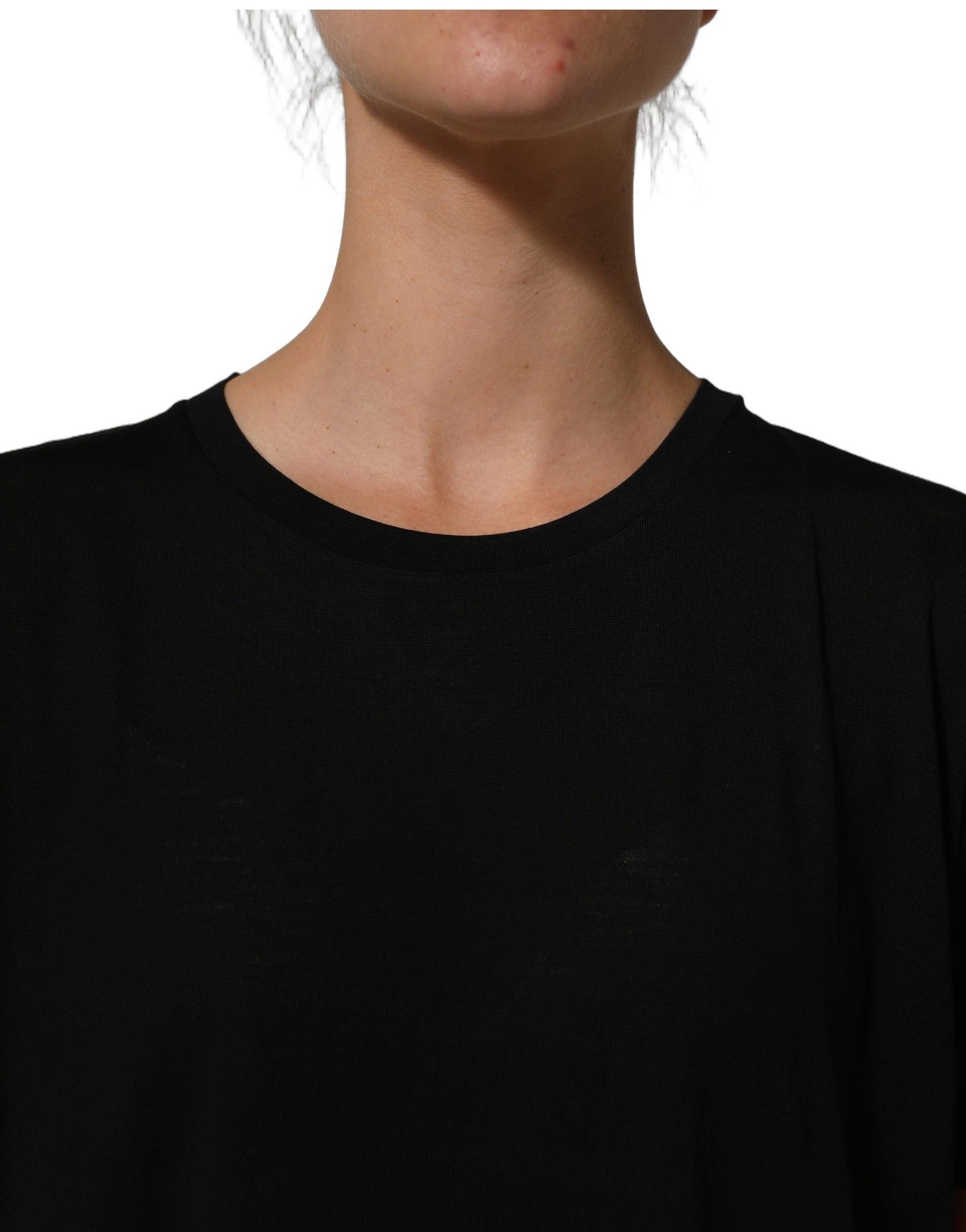 Dolce & Gabbana Black Wool Crew Neck Short Sleeves T-shirt | Regal Royce