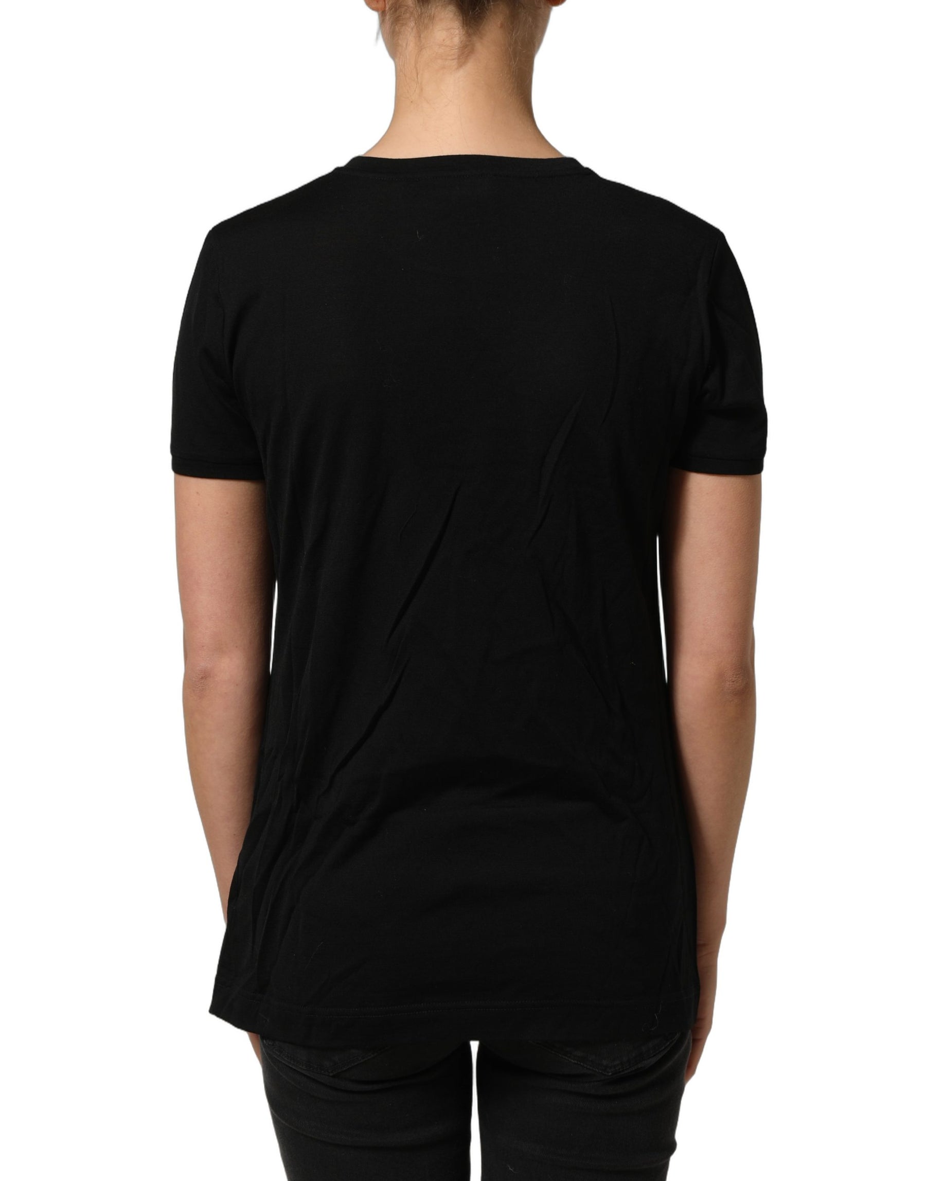 Dolce & Gabbana Black Wool Crew Neck Short Sleeves Men T-shirt | Regal Royce