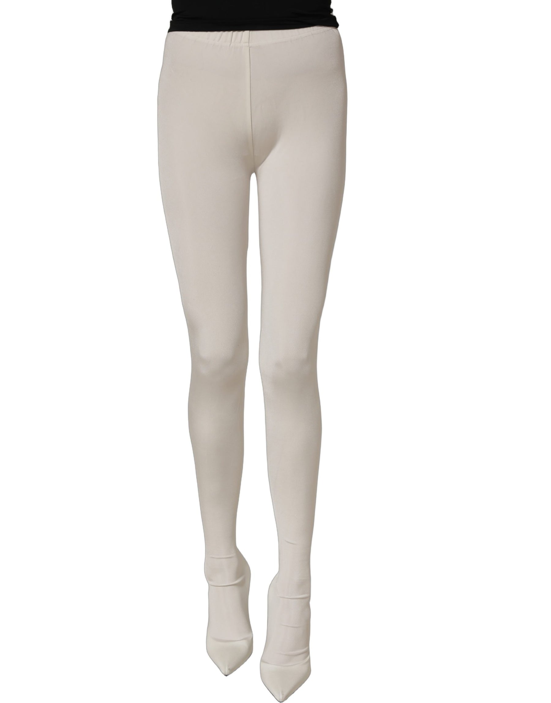 Dolce & Gabbana White High Heels Pumps Jersey Tights Shoes | Regal Royce