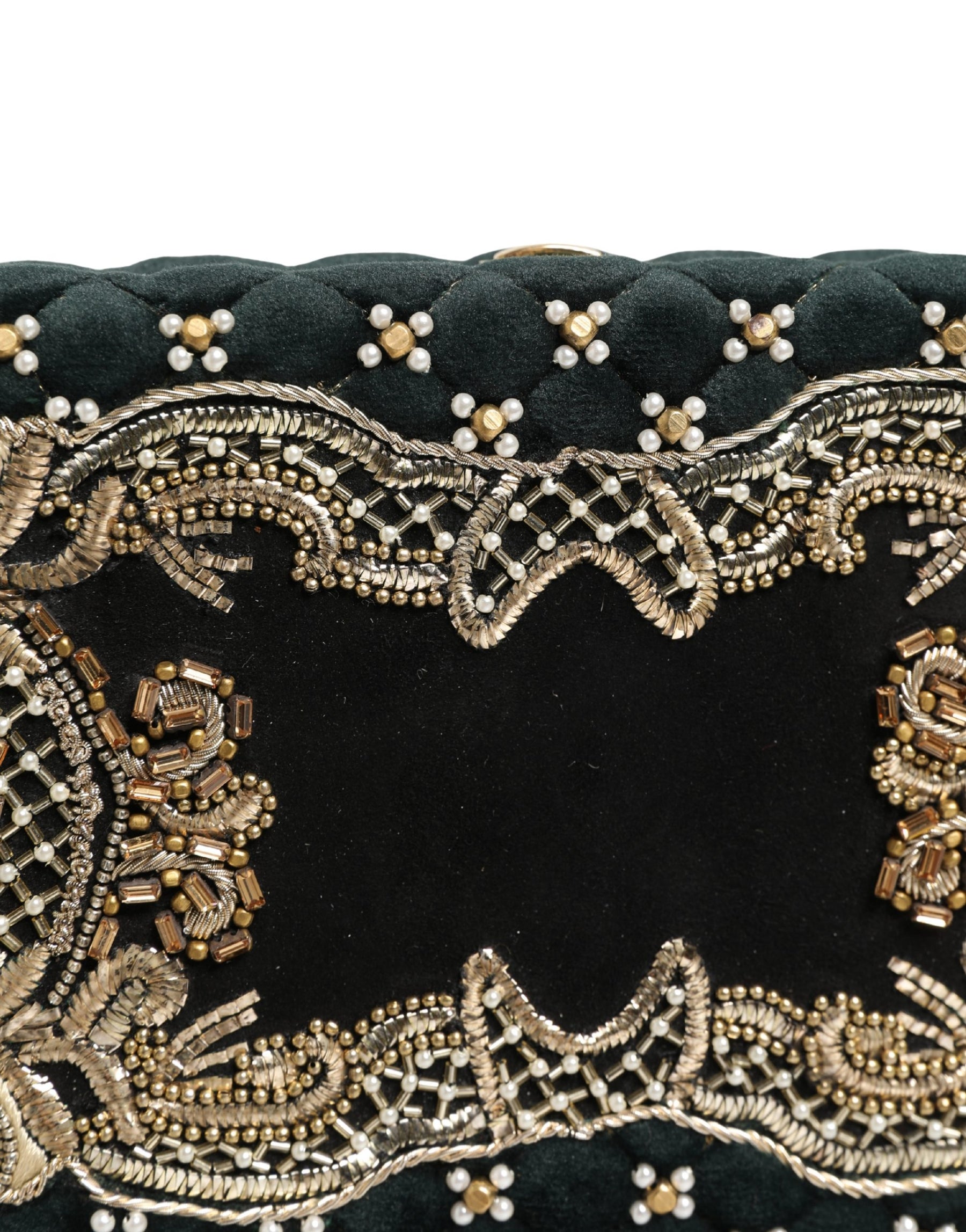 Dolce & Gabbana Black Velvet Gold Frame Clutch Evening Clutch Purse Bag | Regal Royce