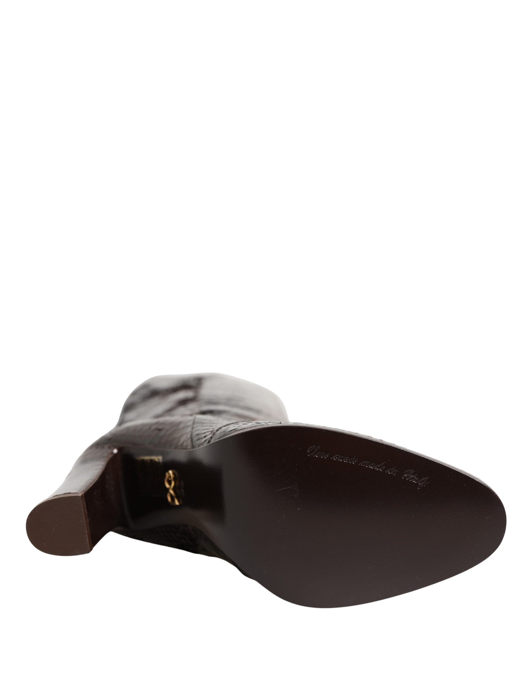 Dolce & Gabbana Brown Exotic Leather Knee High Boots Shoes | Regal Royce