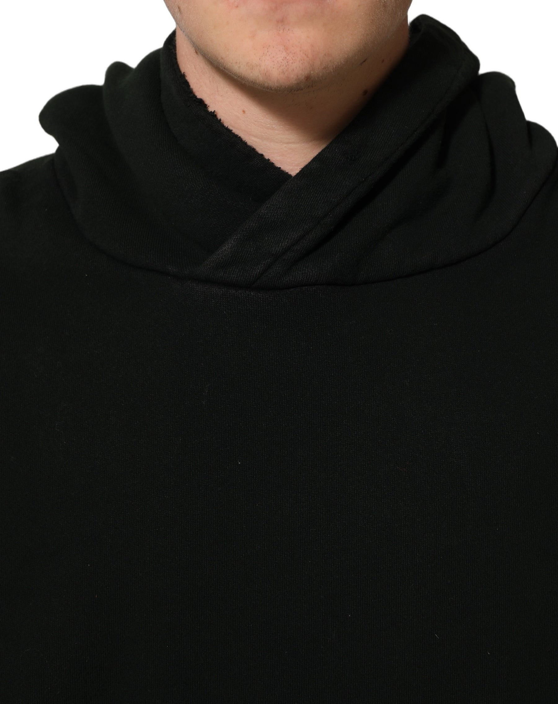 Dolce & Gabbana Black Cotton Hooded Men Sweatshirt Sweater | Regal Royce
