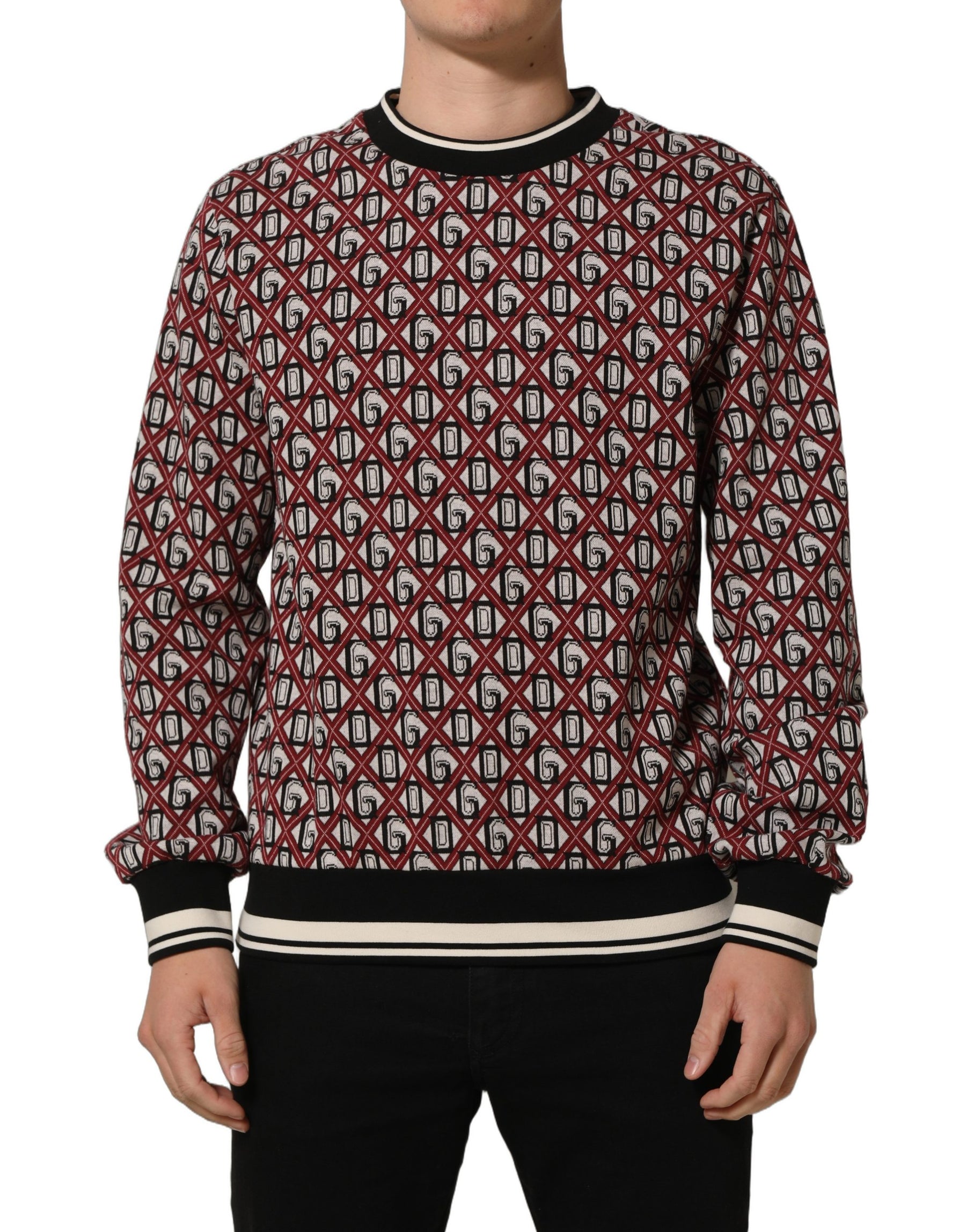 Dolce & Gabbana Red Logo Cotton Jacquard Sweatshirt Sweater | Regal Royce