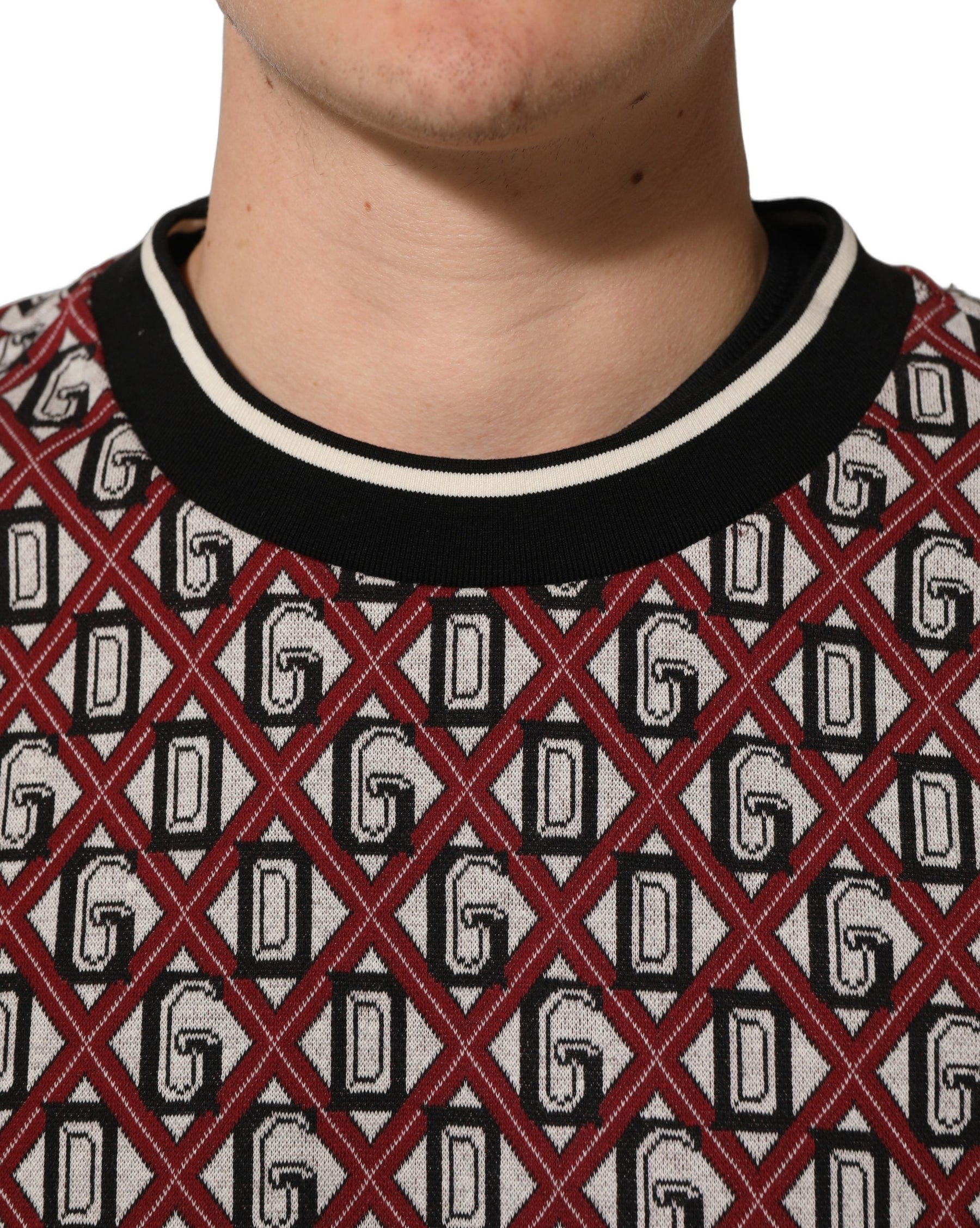 Dolce & Gabbana Red Logo Cotton Jacquard Sweatshirt Sweater | Regal Royce
