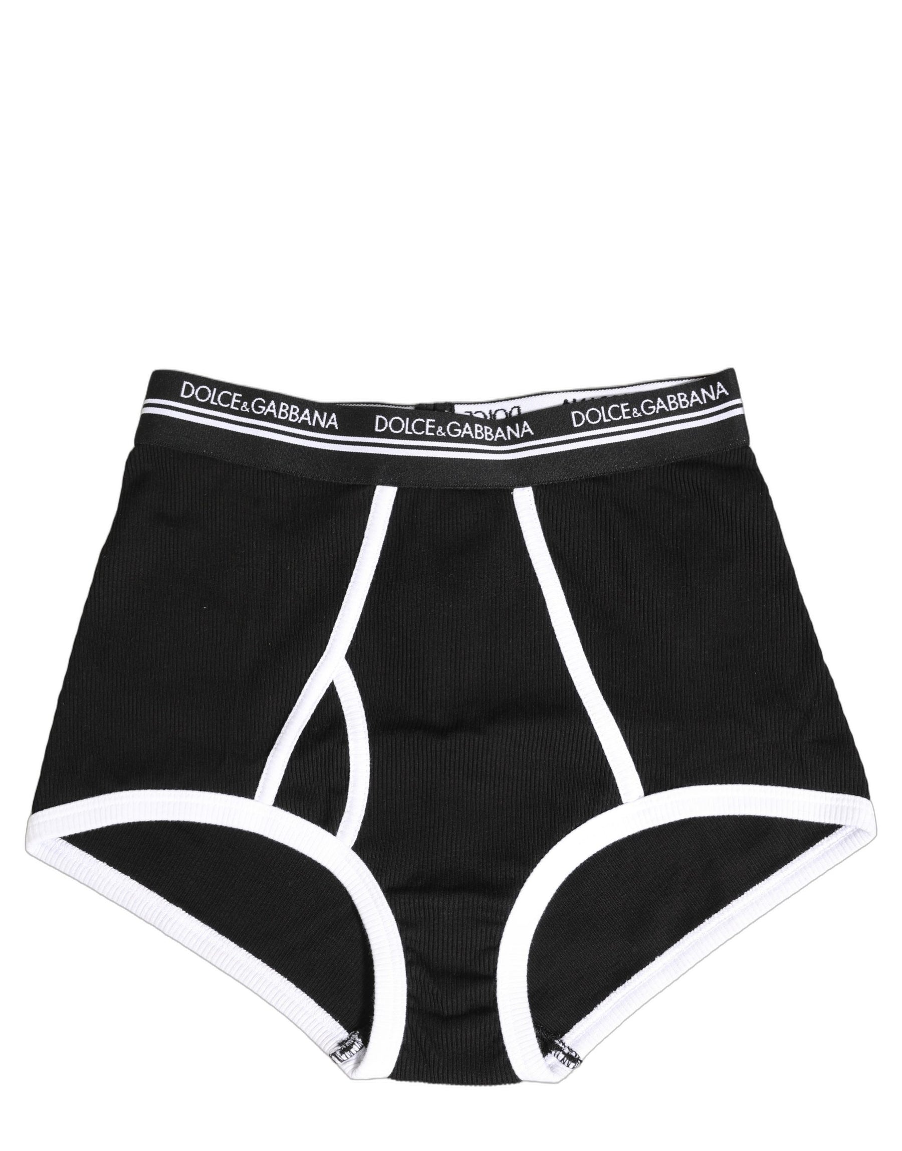 Dolce & Gabbana Black White Logo Waistband Coulotte Panty Underwear | Regal Royce