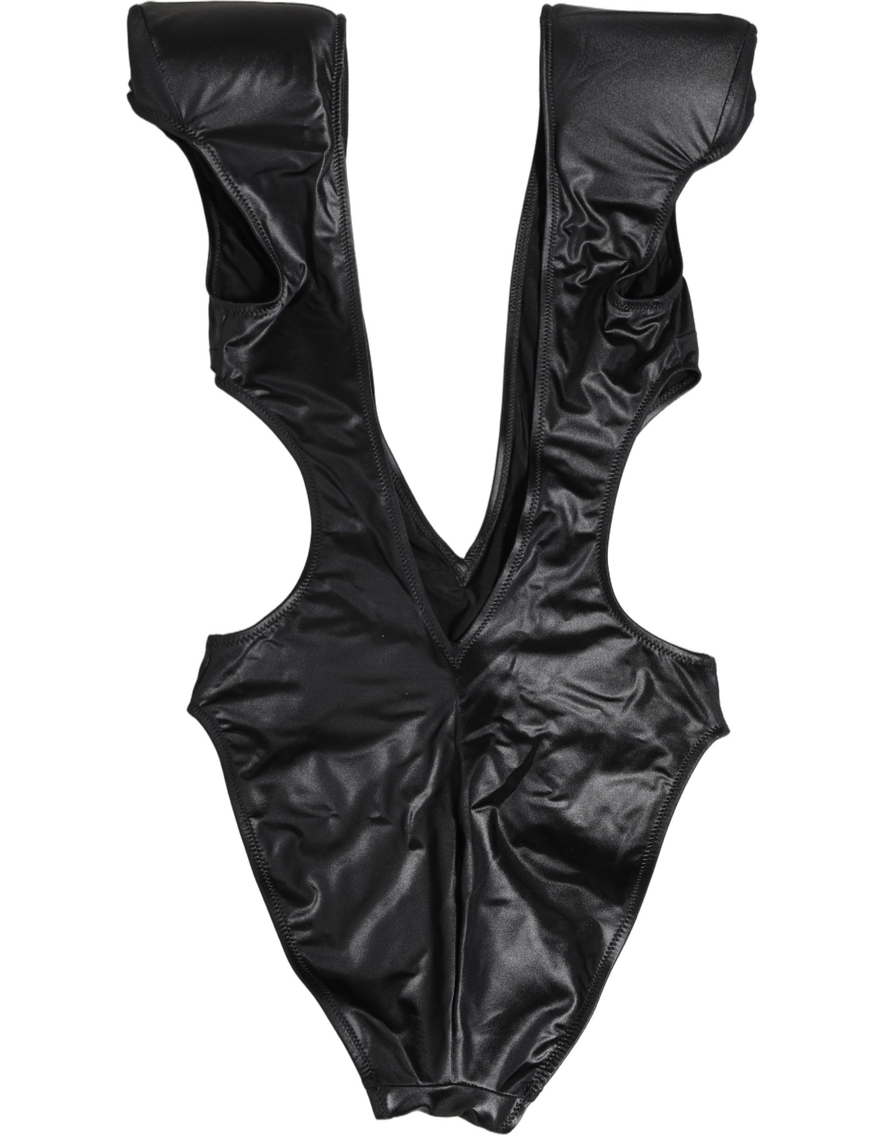 Dolce & Gabbana Black Deep V-Neck Cutout One Piece Swimwear | Regal Royce