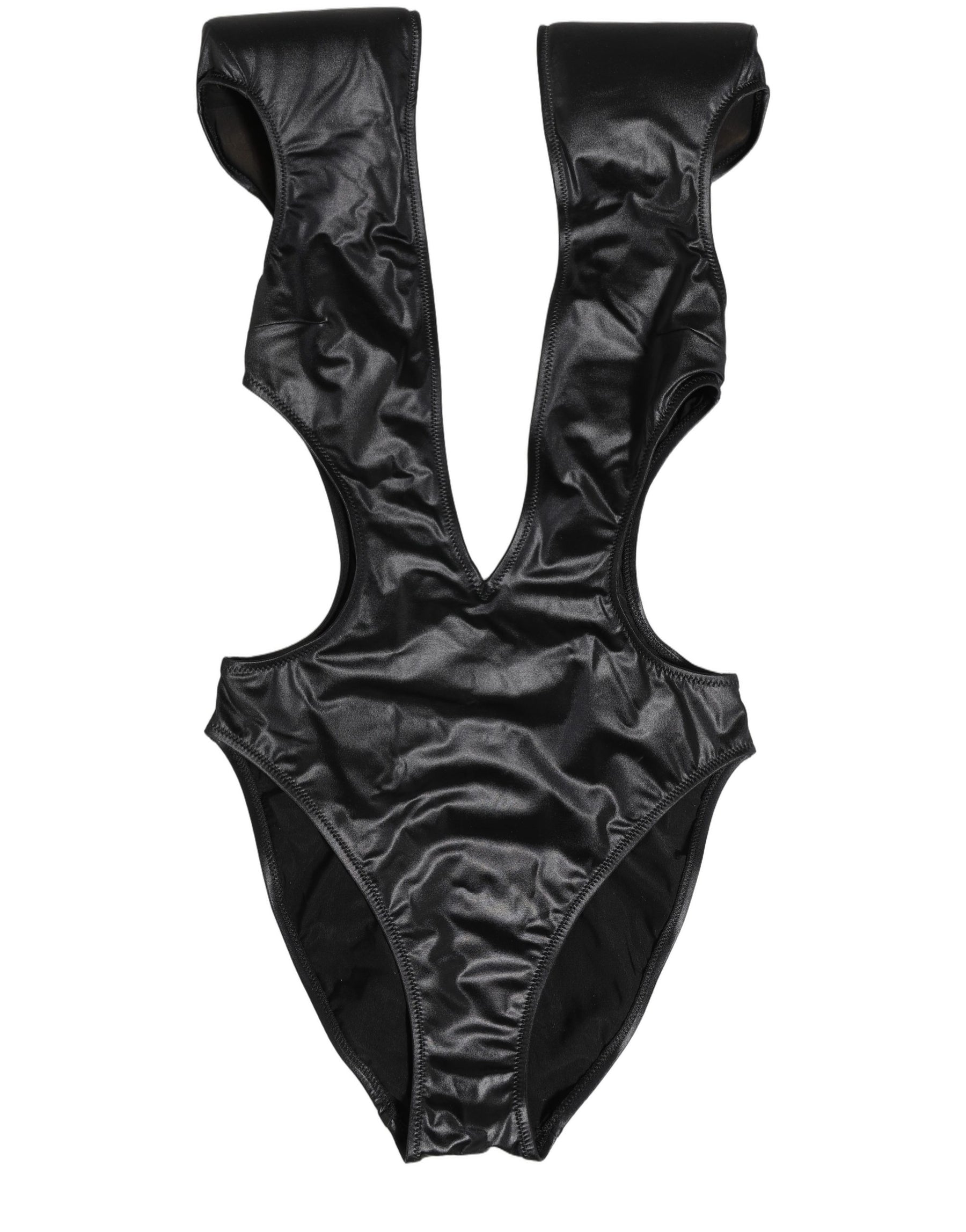 Dolce & Gabbana Black Deep V-Neck Cutout One Piece Swimwear | Regal Royce