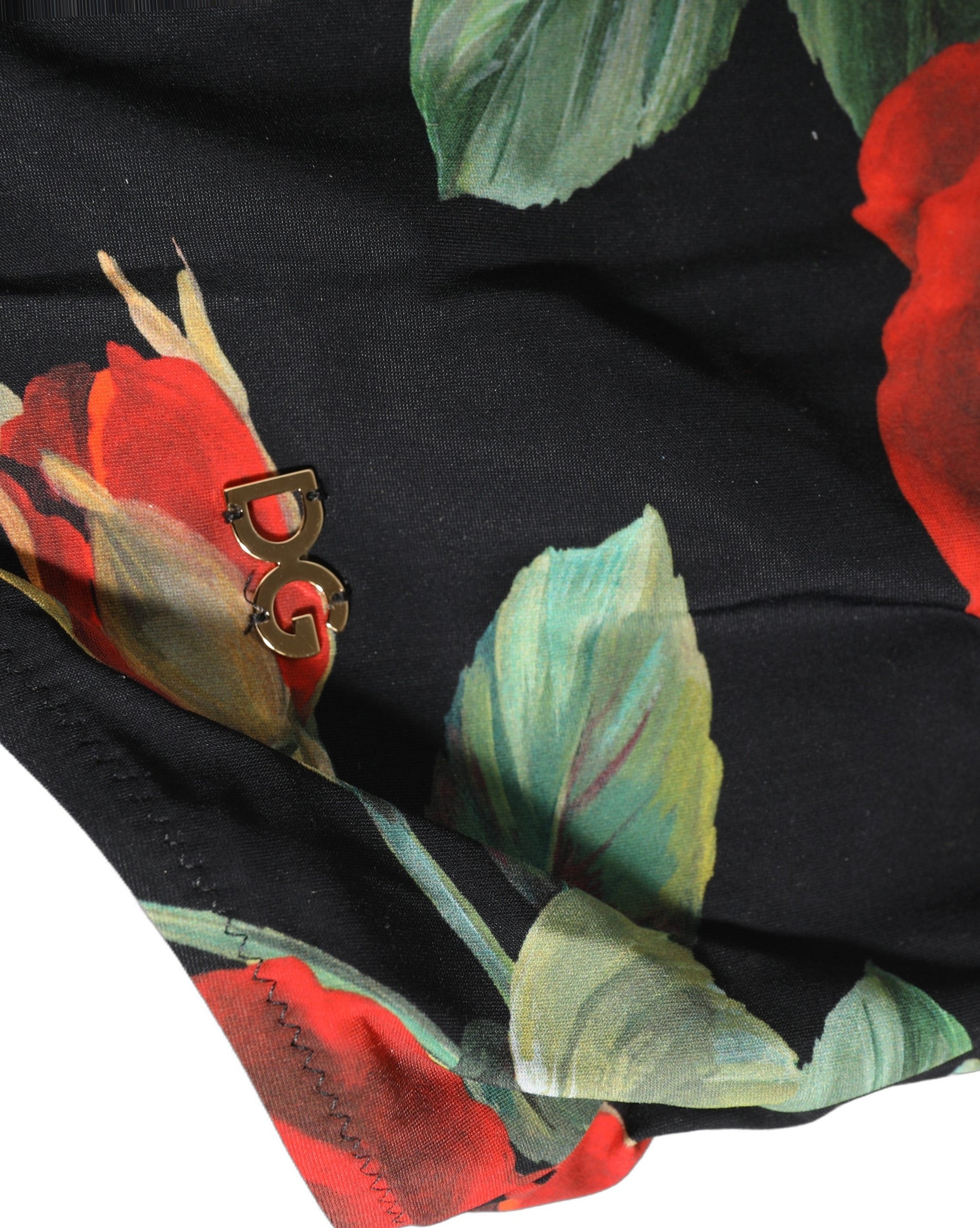 Dolce & Gabbana Black Floral Print One Piece Swimsuit Swimwear | Regal Royce