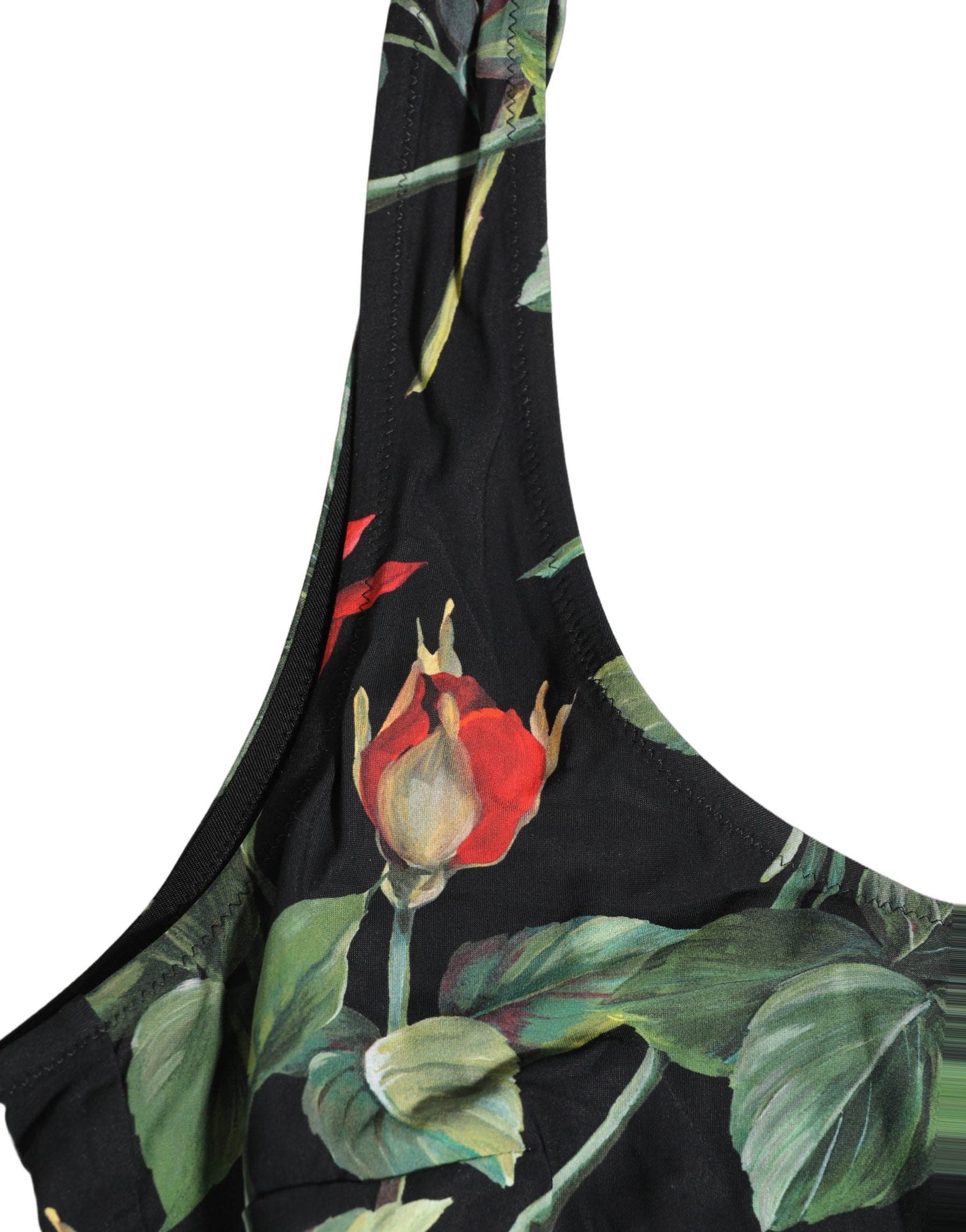 Dolce & Gabbana Black Floral Print One Piece Swimsuit Swimwear | Regal Royce