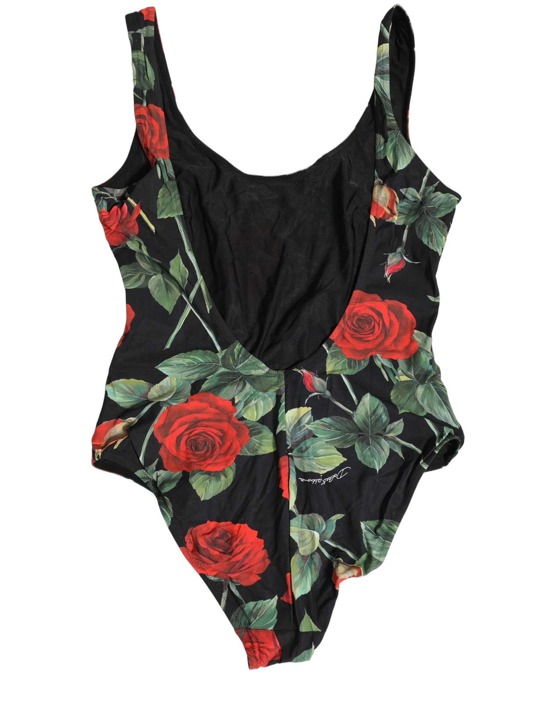 Dolce & Gabbana Black Floral Print One Piece Swimsuit Swimwear | Regal Royce