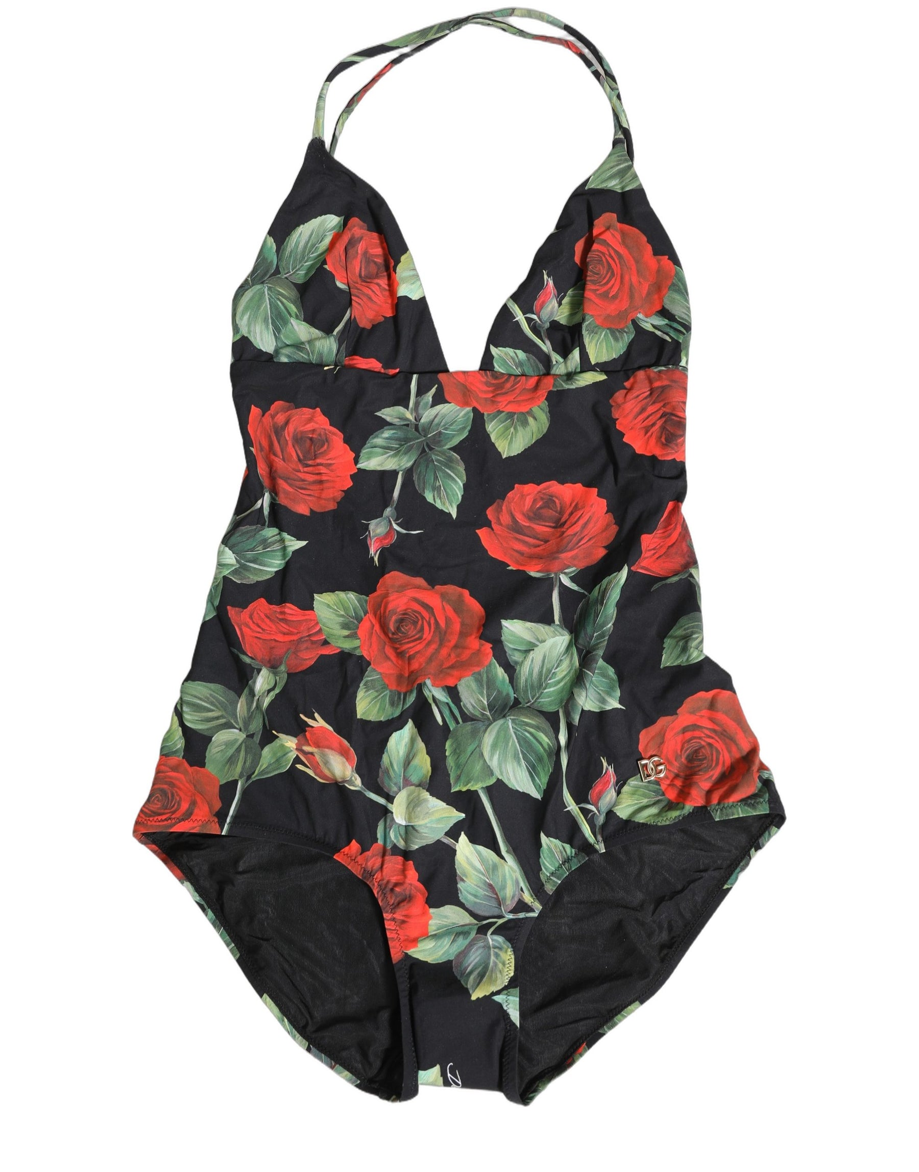 Dolce & Gabbana Black Floral Print One Piece Swimsuit Swimwear | Regal Royce