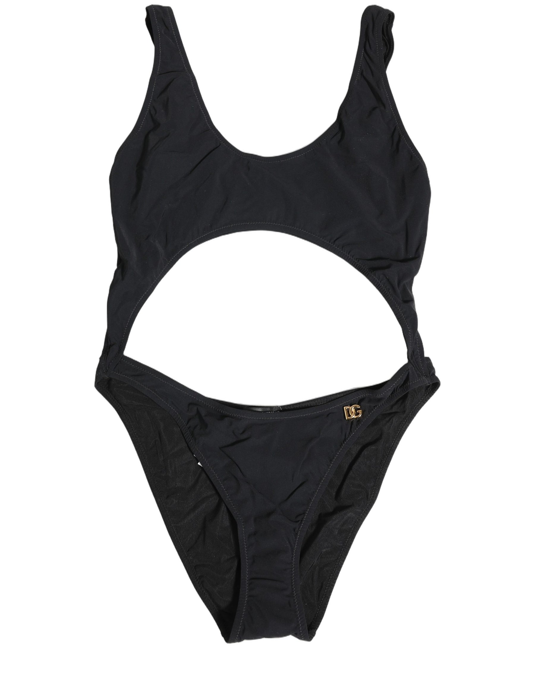 Dolce & Gabbana Black Cutout Logo One Piece Swimsuit Swimwear | Regal Royce