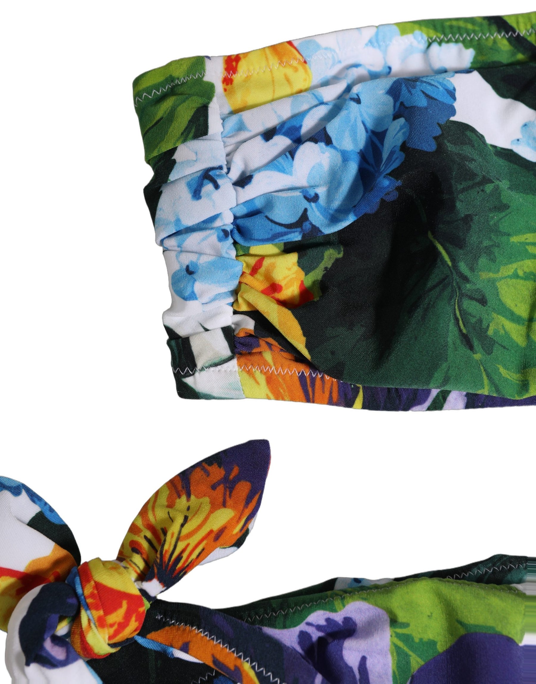 Dolce & Gabbana White Floral Bandeau Brief Two Piece Swimwear | Regal Royce