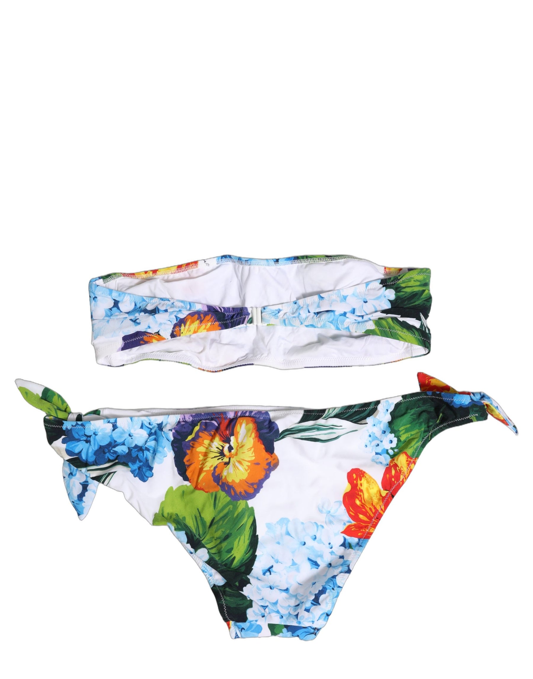 Dolce & Gabbana White Floral Bandeau Brief Two Piece Swimwear | Regal Royce