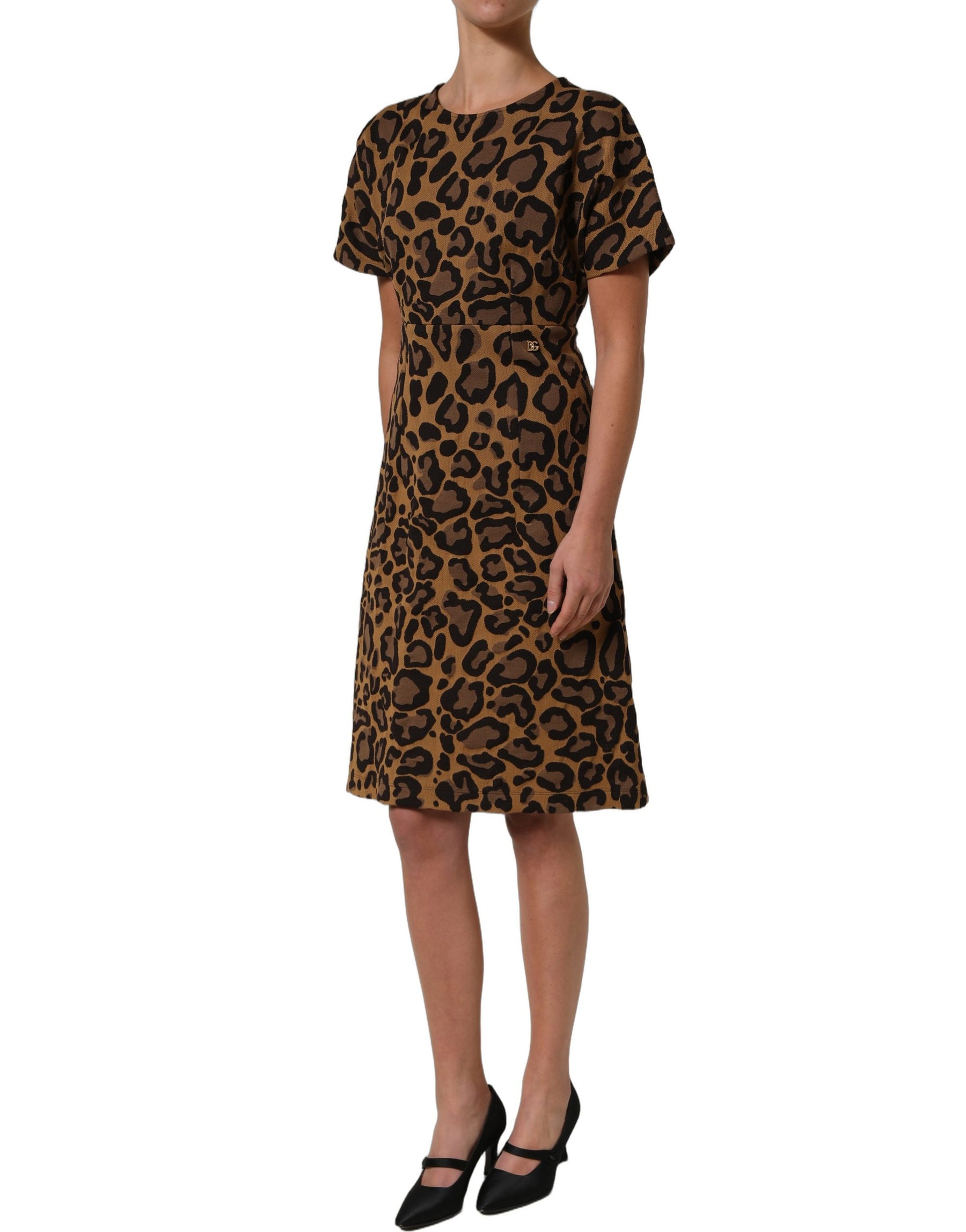 Dolce & Gabbana Brown LeopardPrint Flared A-line Mini Dress | Regal Royce