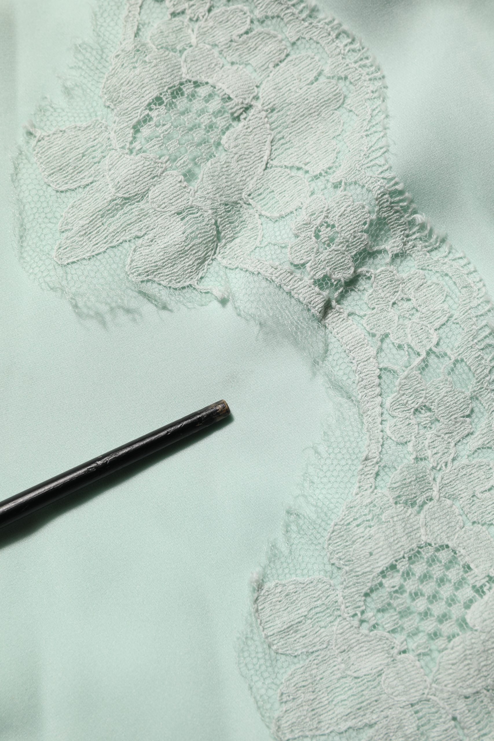 Dolce & Gabbana Mint Green Silk Lace Trim Abaya Maxi Dress | Regal Royce