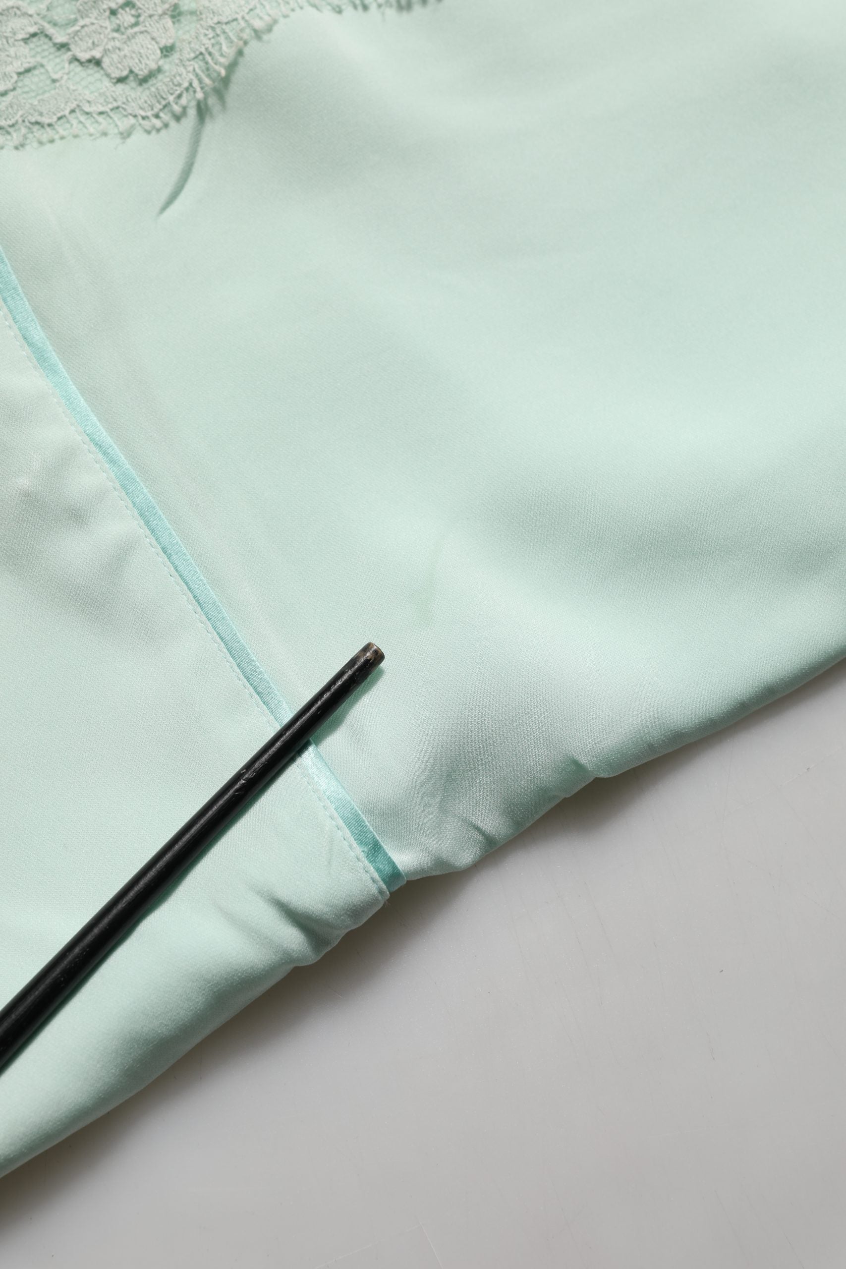 Dolce & Gabbana Mint Green Silk Lace Trim Abaya Maxi Dress | Regal Royce