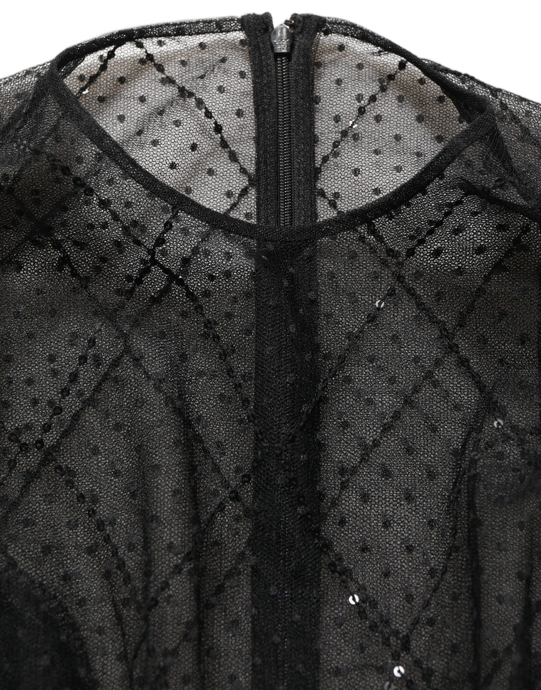 Dolce & Gabbana Black Mesh Lace Long Sleeved Maxi Gown Dress | Regal Royce