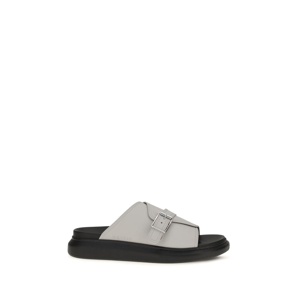 Alexander McQueen Gray Calf Leather Bos Taurus Platform Sandals | Regal Royce