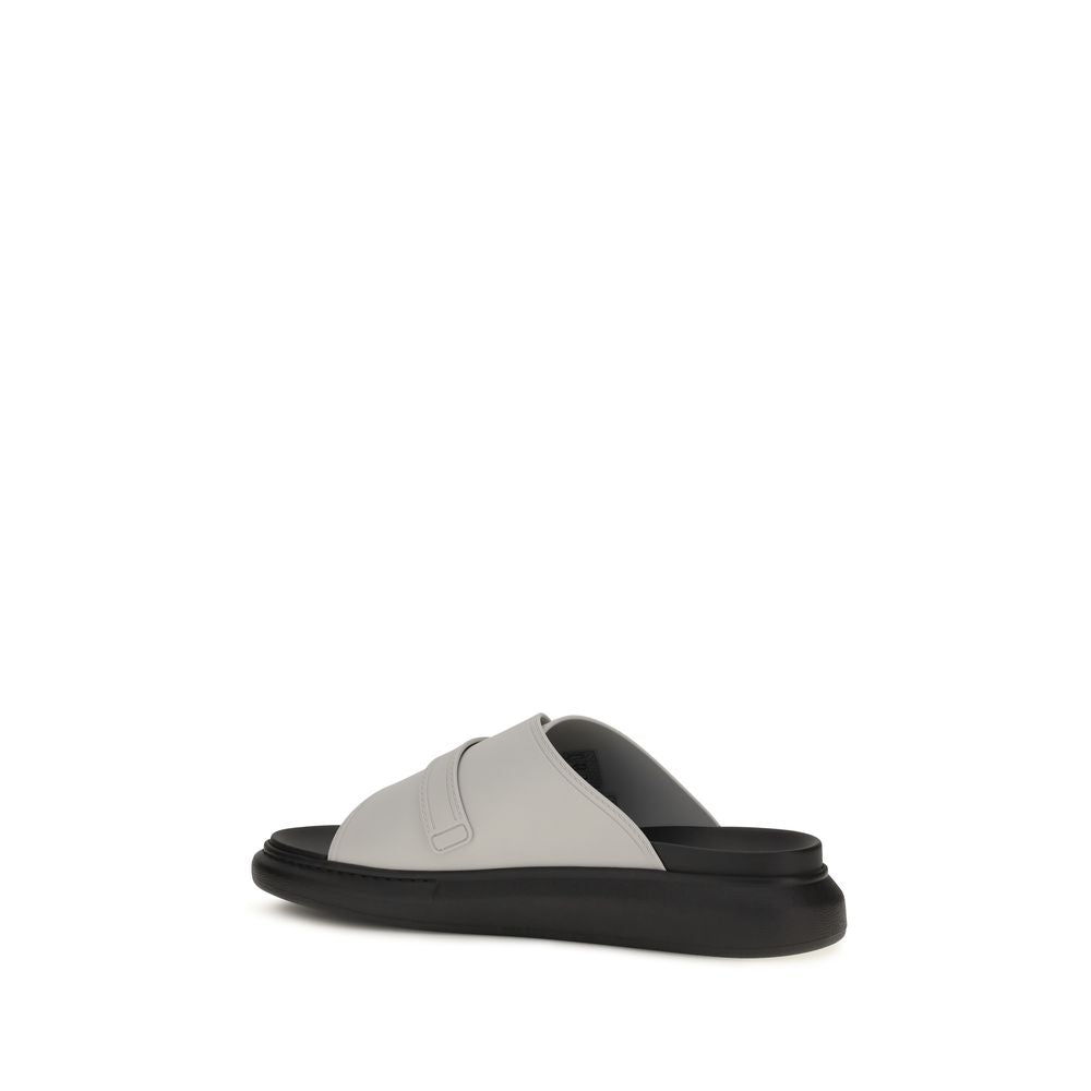 Alexander McQueen Gray Calf Leather Bos Taurus Platform Sandals | Regal Royce
