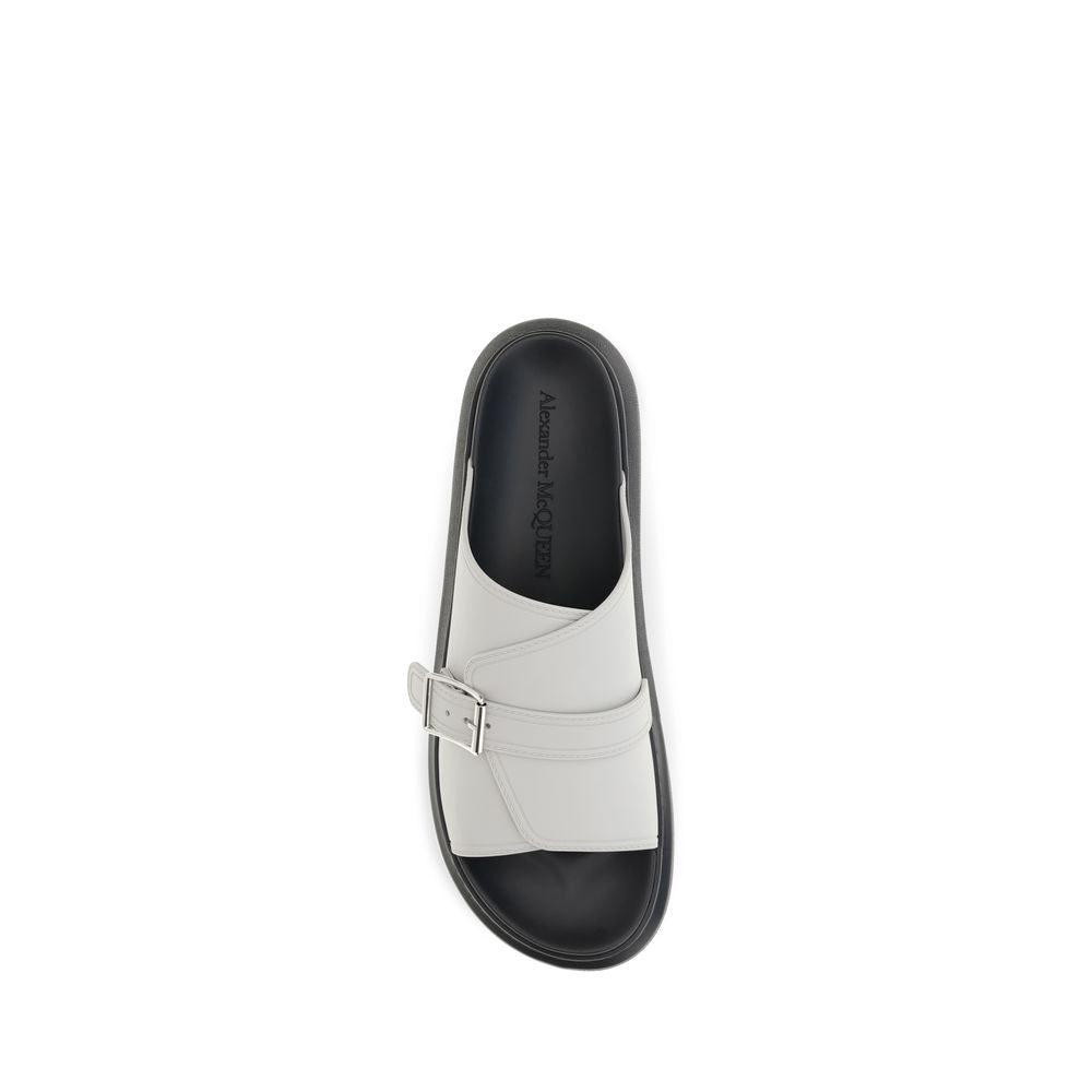 Alexander McQueen Gray Calf Leather Bos Taurus Platform Sandals | Regal Royce