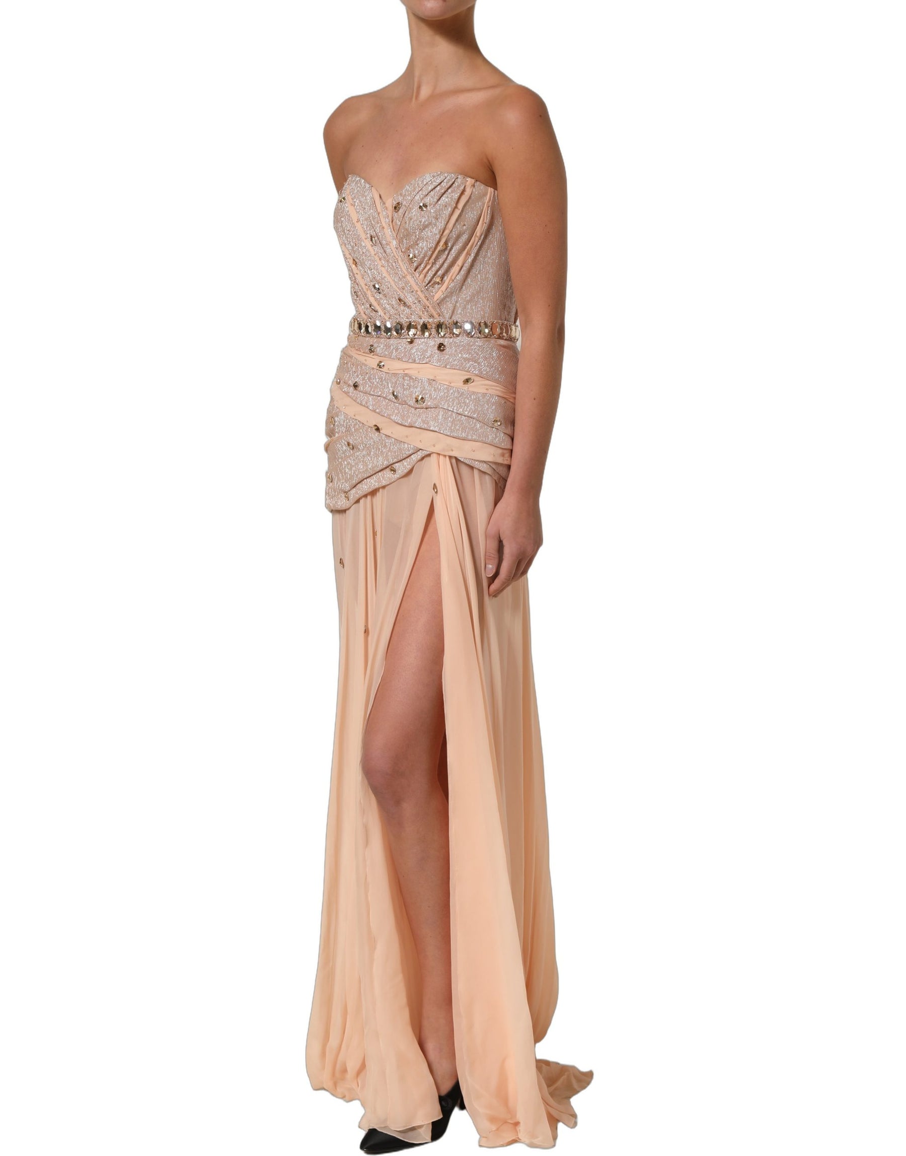 Dolce & Gabbana Nude Embellished Strapless Evening Gown Dress | Regal Royce