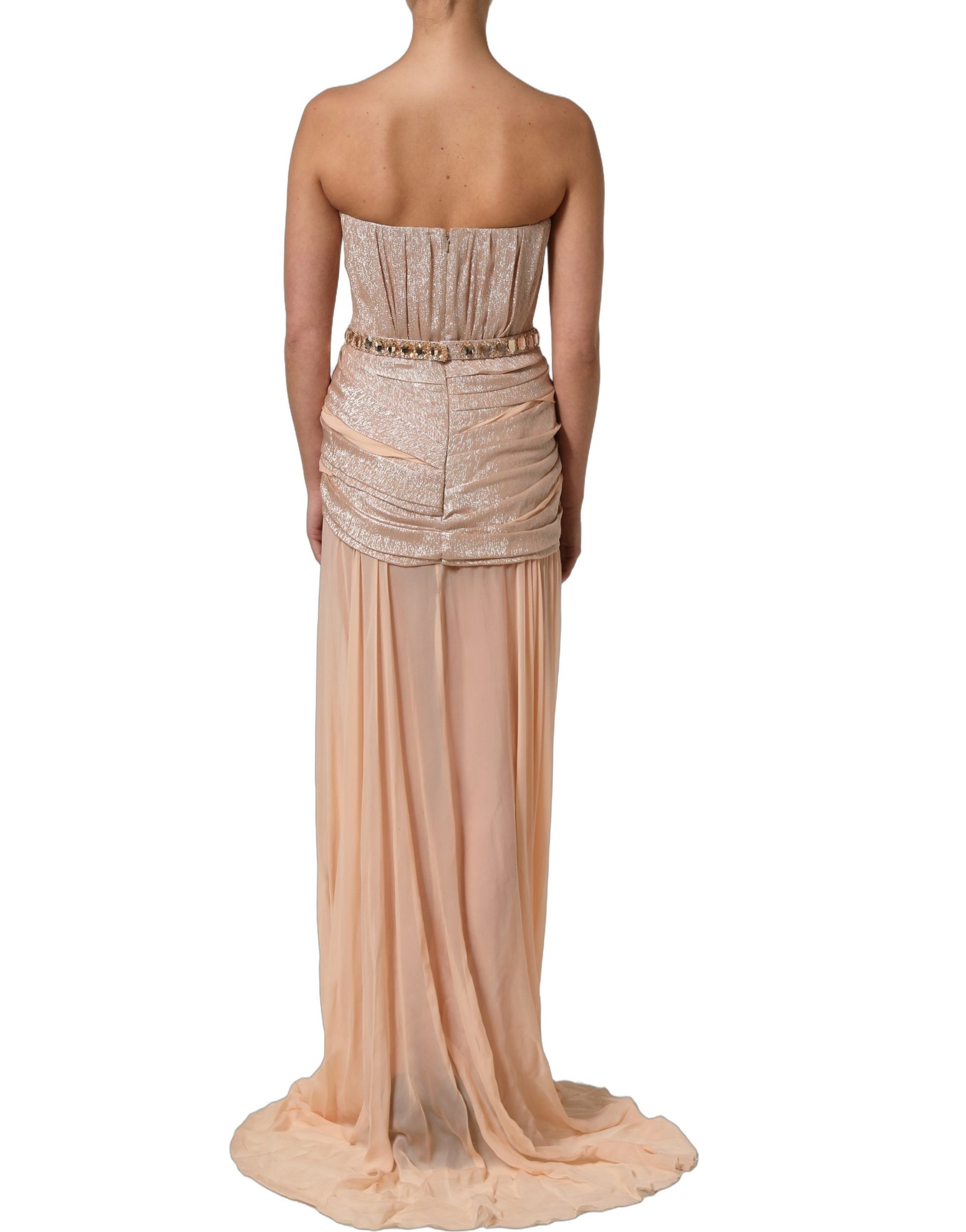 Dolce & Gabbana Nude Embellished Strapless Evening Gown Dress | Regal Royce
