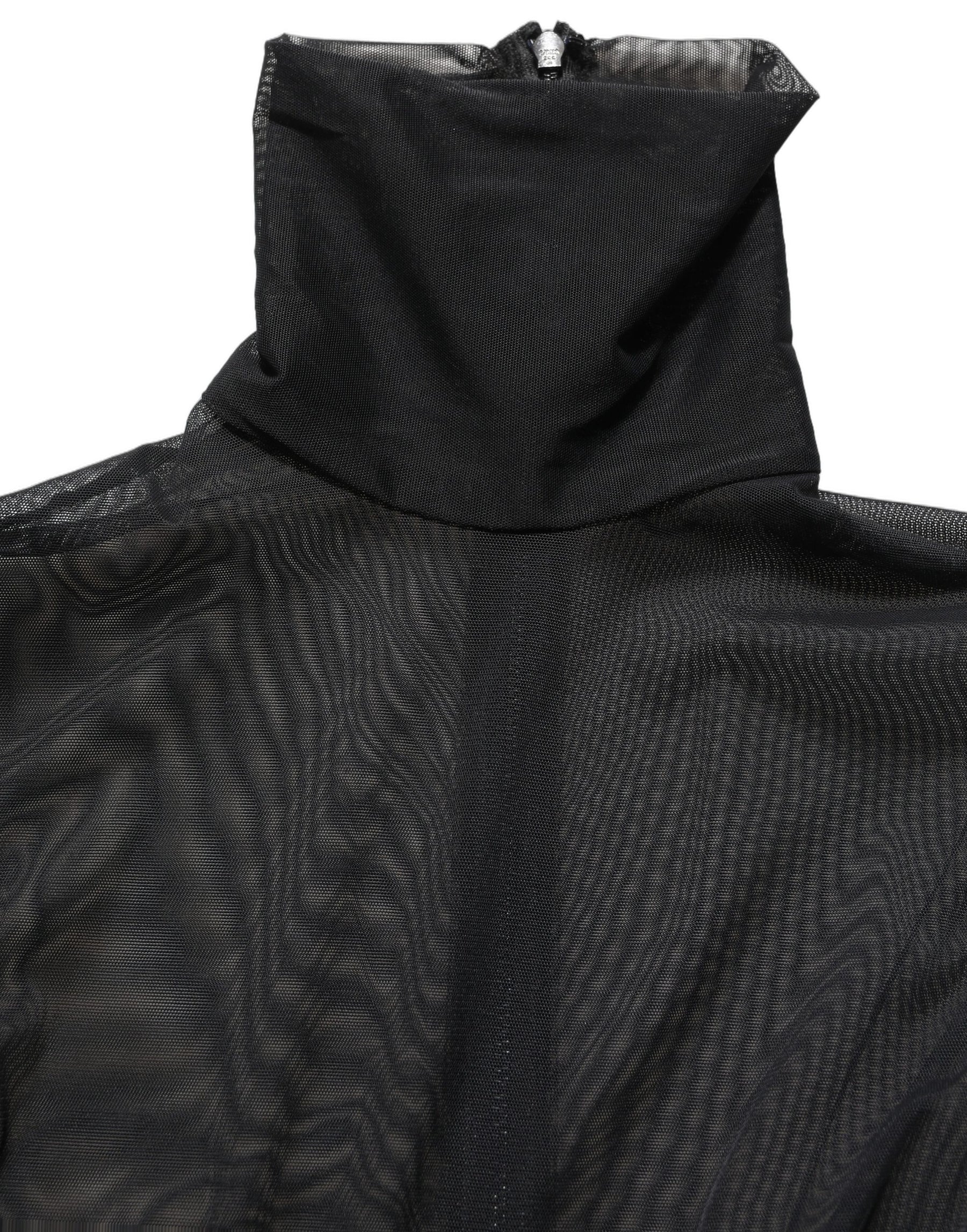 Dolce & Gabbana Black Sheer Mesh Jumpsuit Turtleneck Dress | Regal Royce
