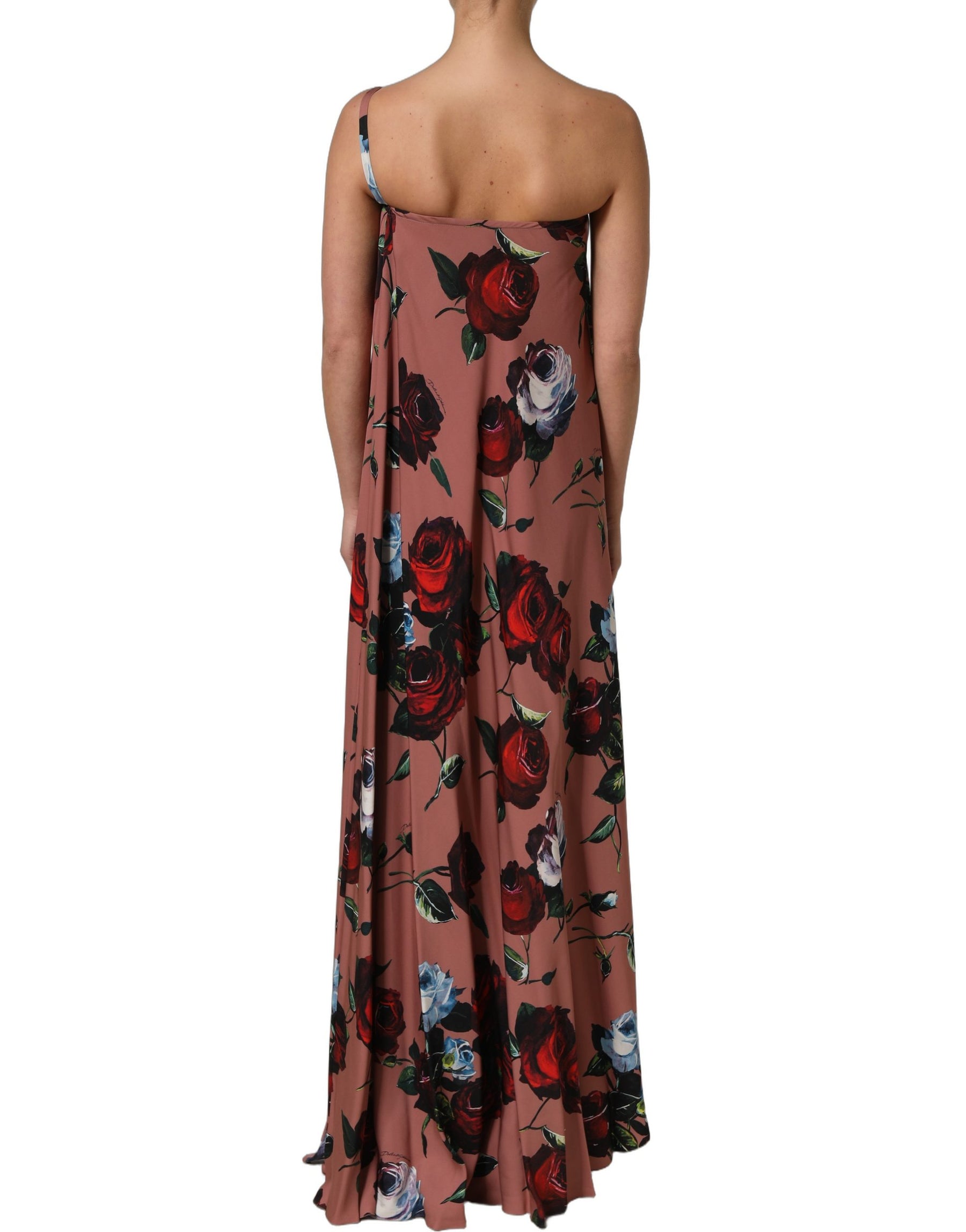 Dolce & Gabbana Dusty Pink Silk Floral OneShoulder Maxi Dress | Regal Royce