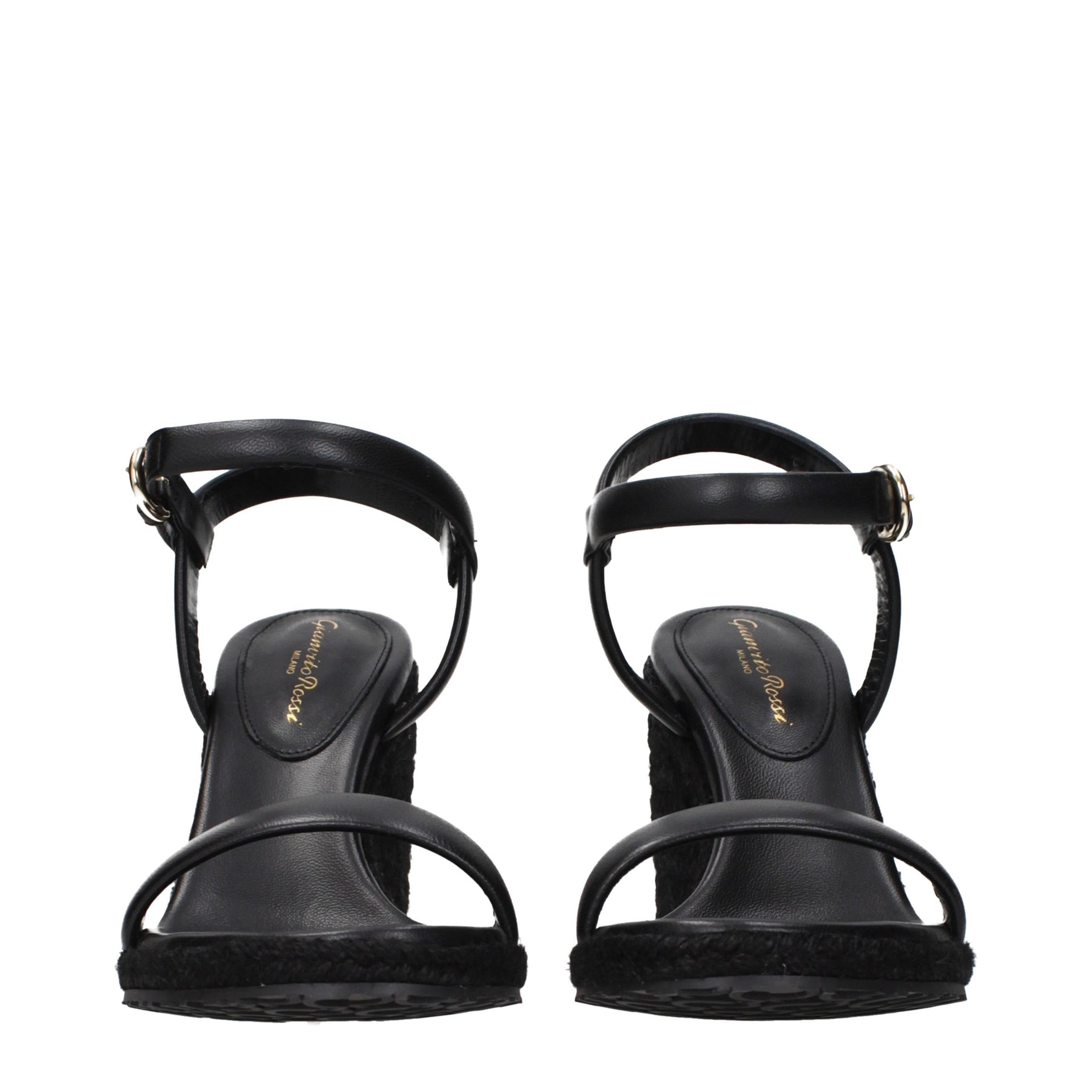Gianvito Rossi Black Leather Wedge Sandals | Regal Royce