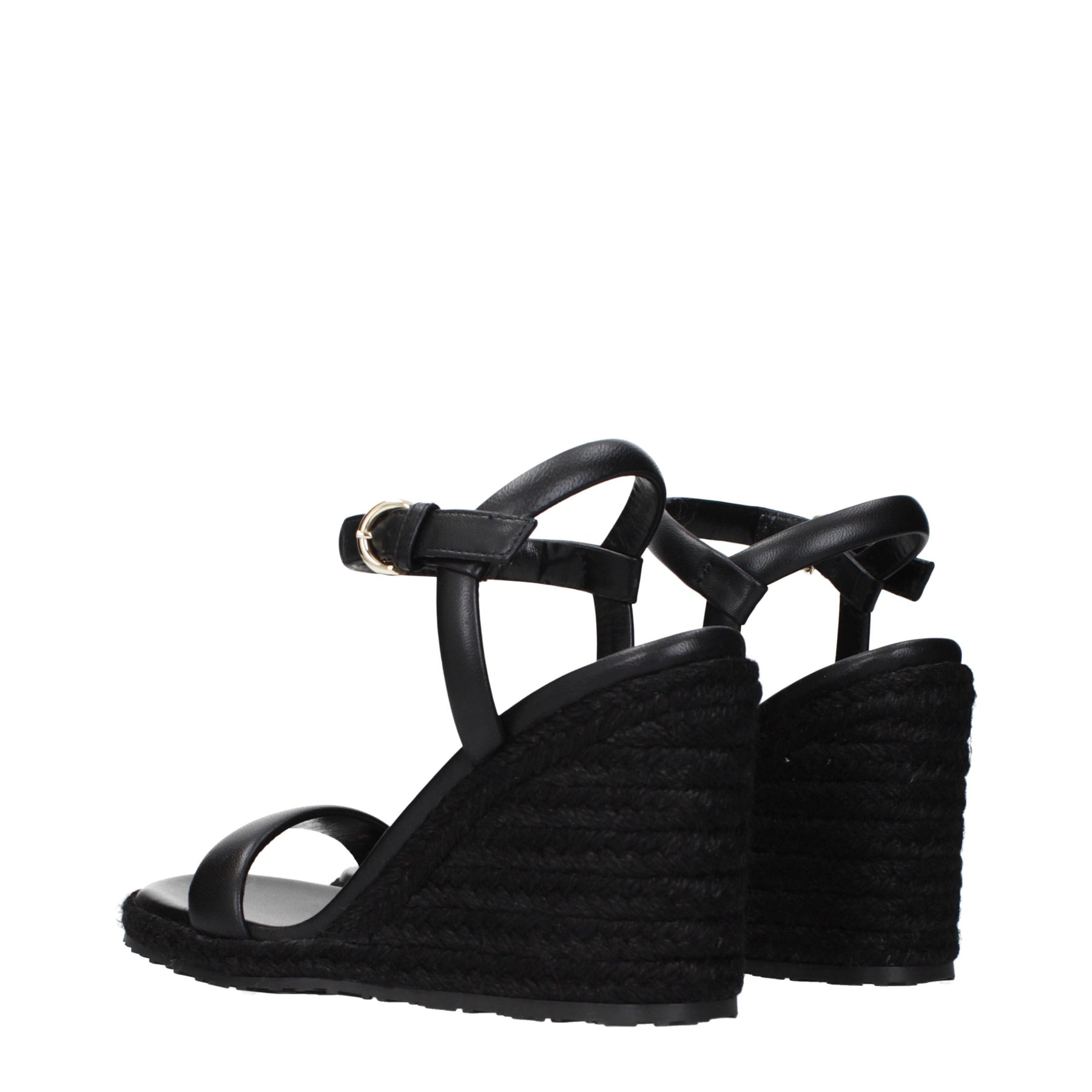Gianvito Rossi Black Leather Wedge Sandals | Regal Royce