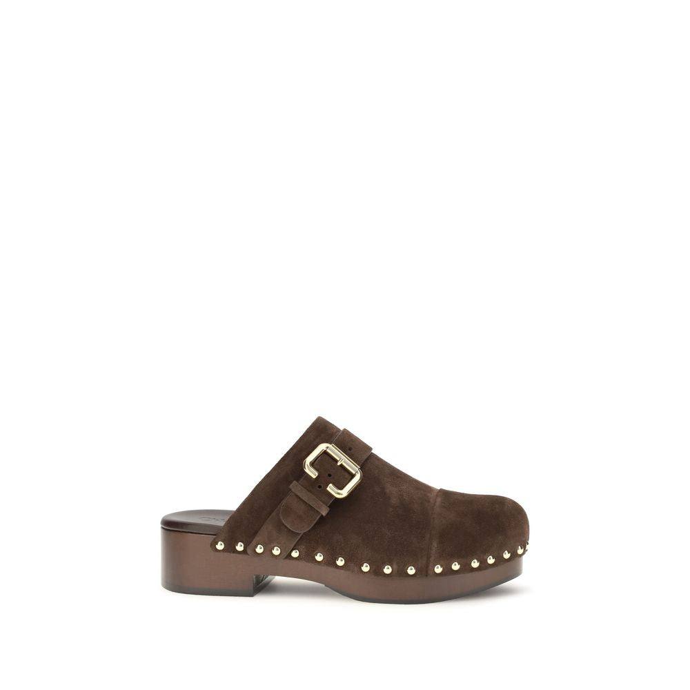 Chloé Brown Calf Leather Bos Taurus Clogs | Regal Royce