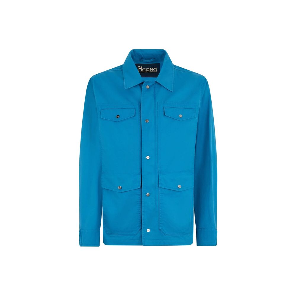 Herno Blue Cotton Full-Length Jacket | Regal Royce
