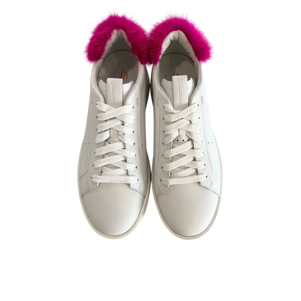 Santoni White Leather Women Sneakers | Regal Royce