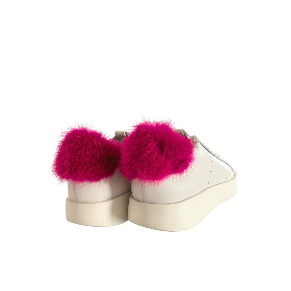 Santoni White Leather Women Sneakers | Regal Royce