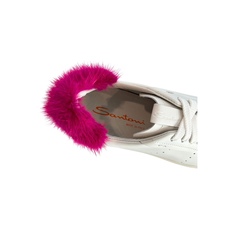 Santoni White Leather Women Sneakers | Regal Royce