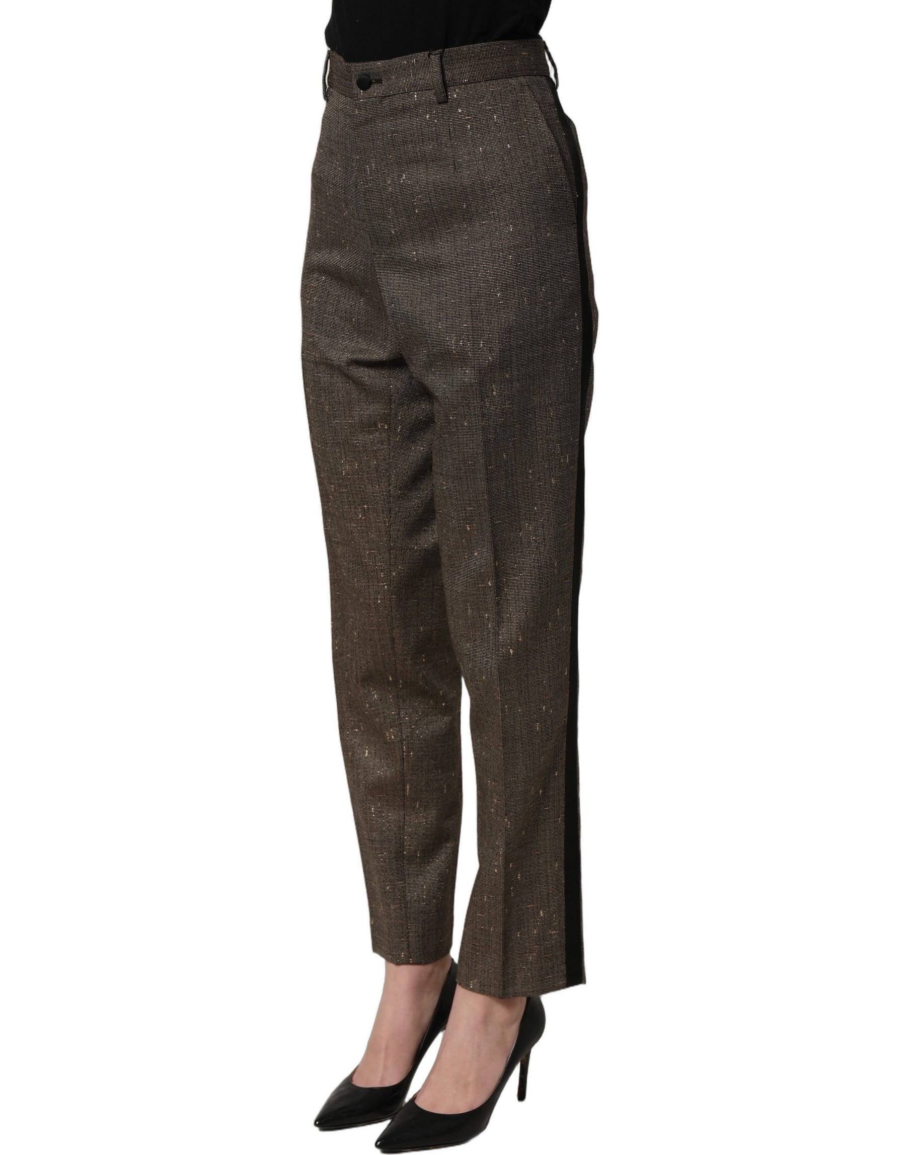 Dolce & Gabbana Dark Brown HighWaist Tapered Trouser Pants | Regal Royce