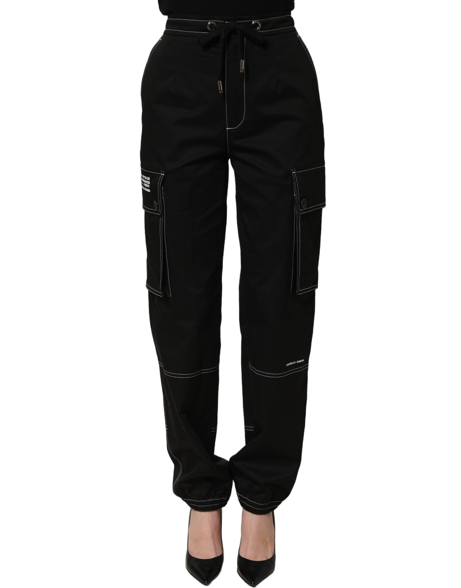 Dolce & Gabbana Black Vibe Cargo High Waist Straight Pants | Regal Royce