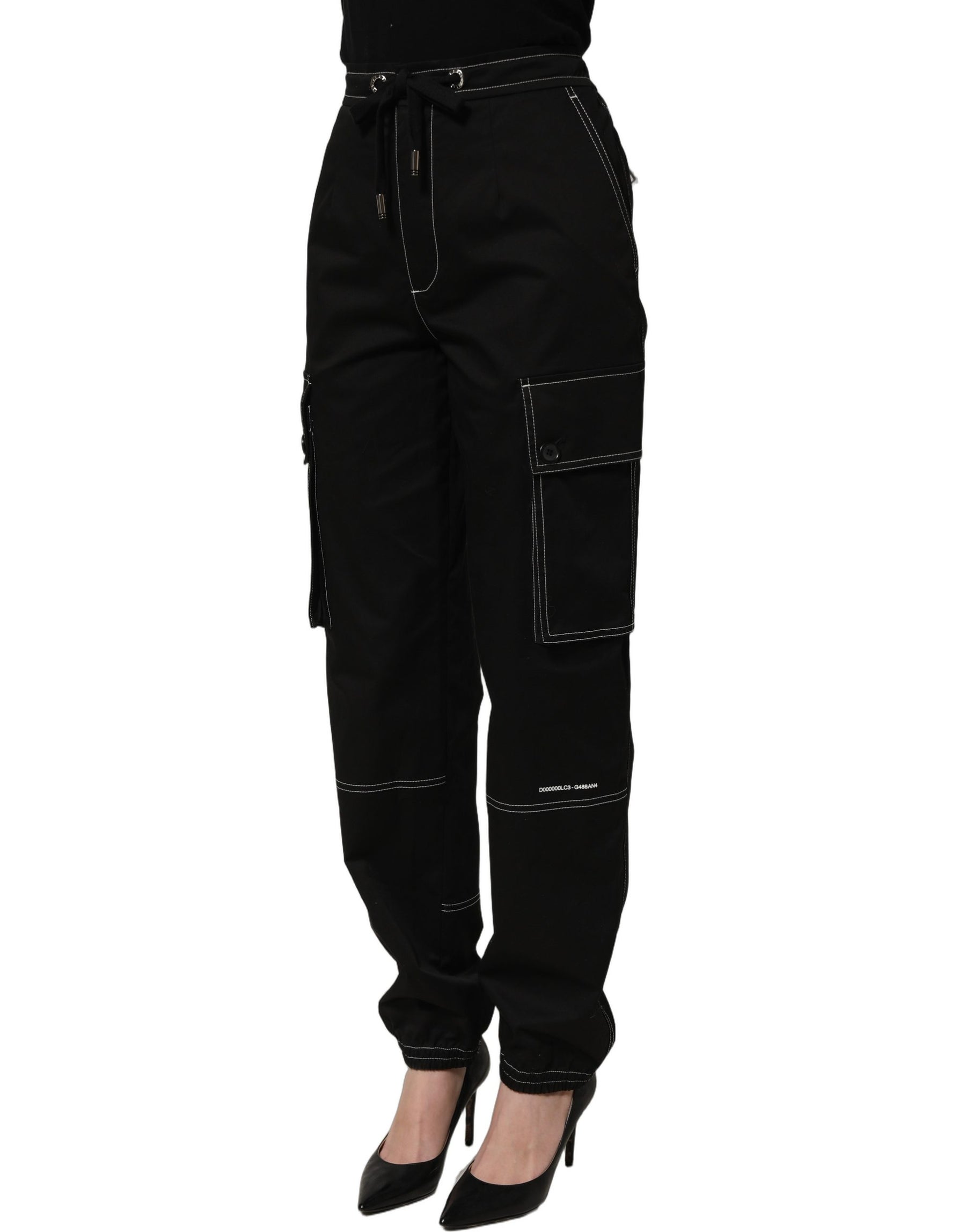 Dolce & Gabbana Black Vibe Cargo High Waist Straight Pants | Regal Royce