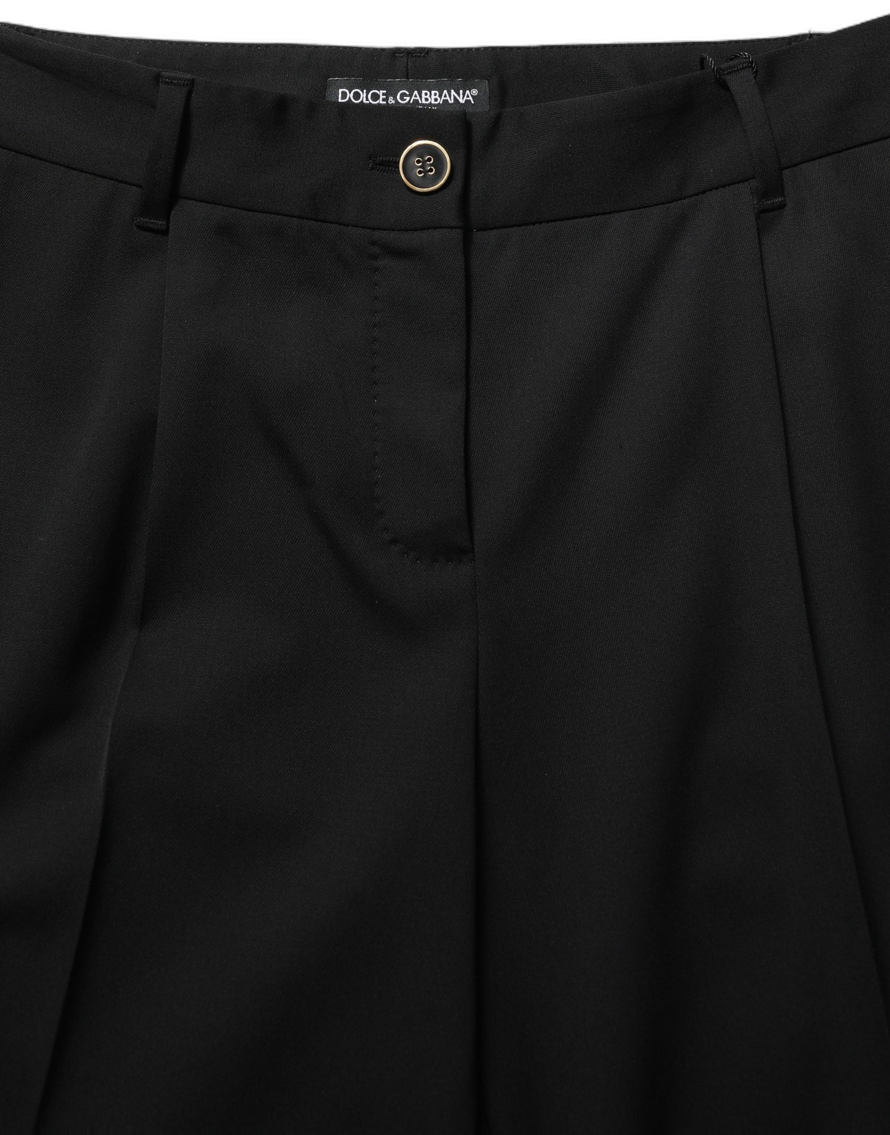 Dolce & Gabbana Black High Waist Straight Dress Trouser Pants | Regal Royce
