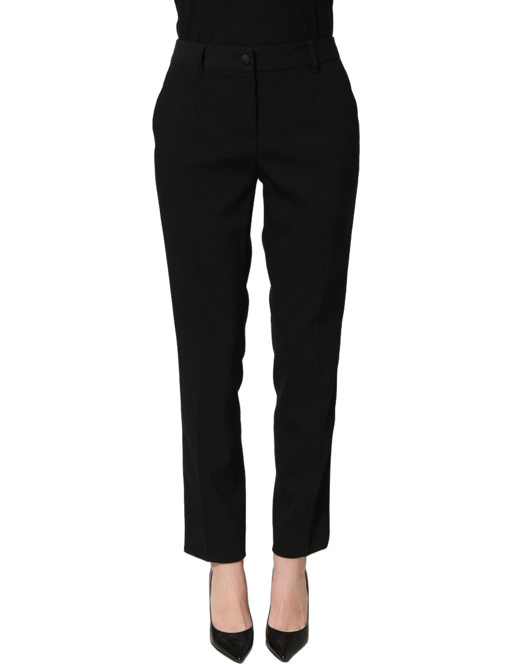 Dolce & Gabbana Black HighWaist Straight Dress Trouser Pants | Regal Royce