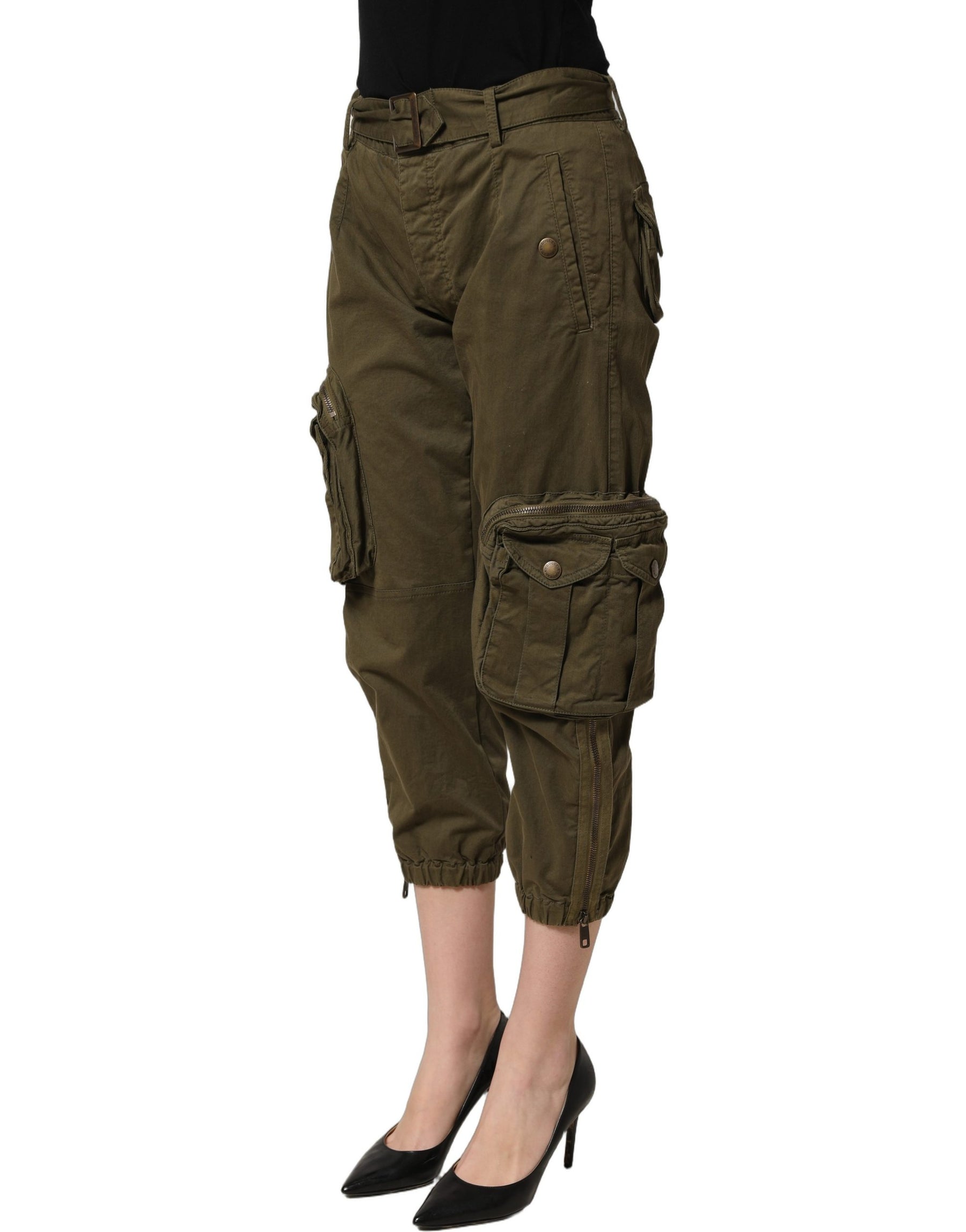 Dolce & Gabbana Olive Green High Waist Cargo Trouser Pants | Regal Royce