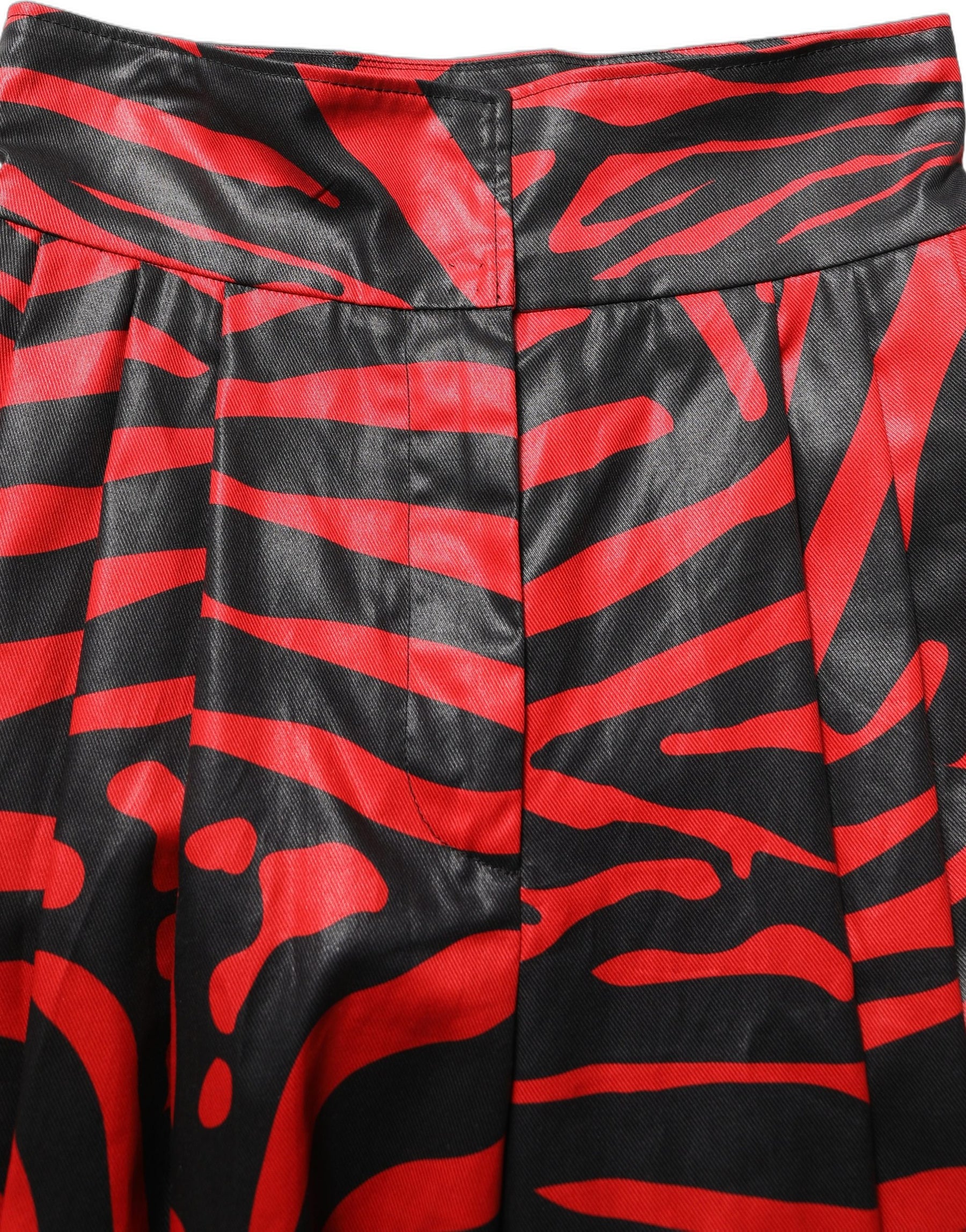 Dolce & Gabbana Red Black Zebra Print Cotton HighWaist Pants | Regal Royce