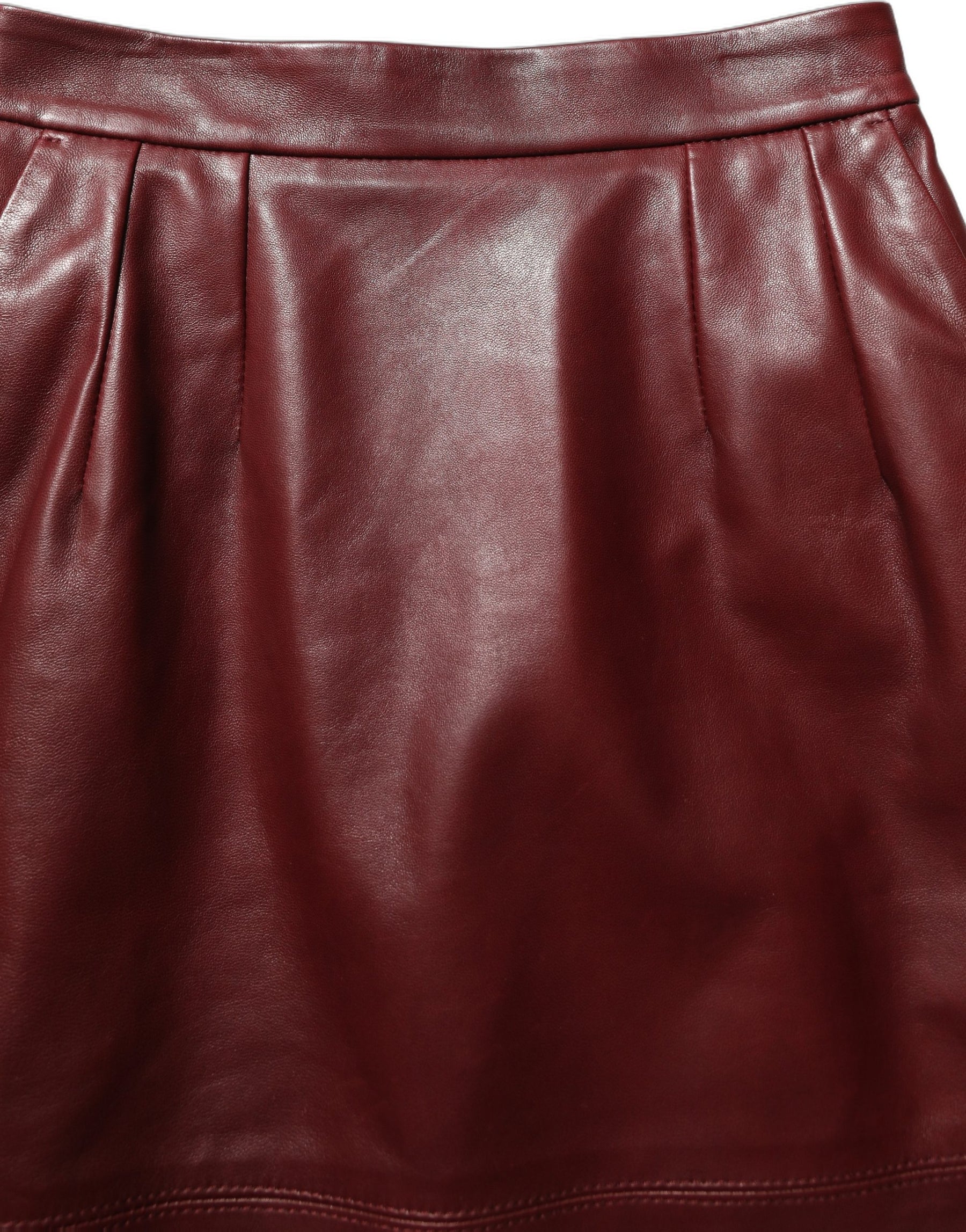Dolce & Gabbana Burgundy Leather High Waist Pencil Midi Skirt | Regal Royce