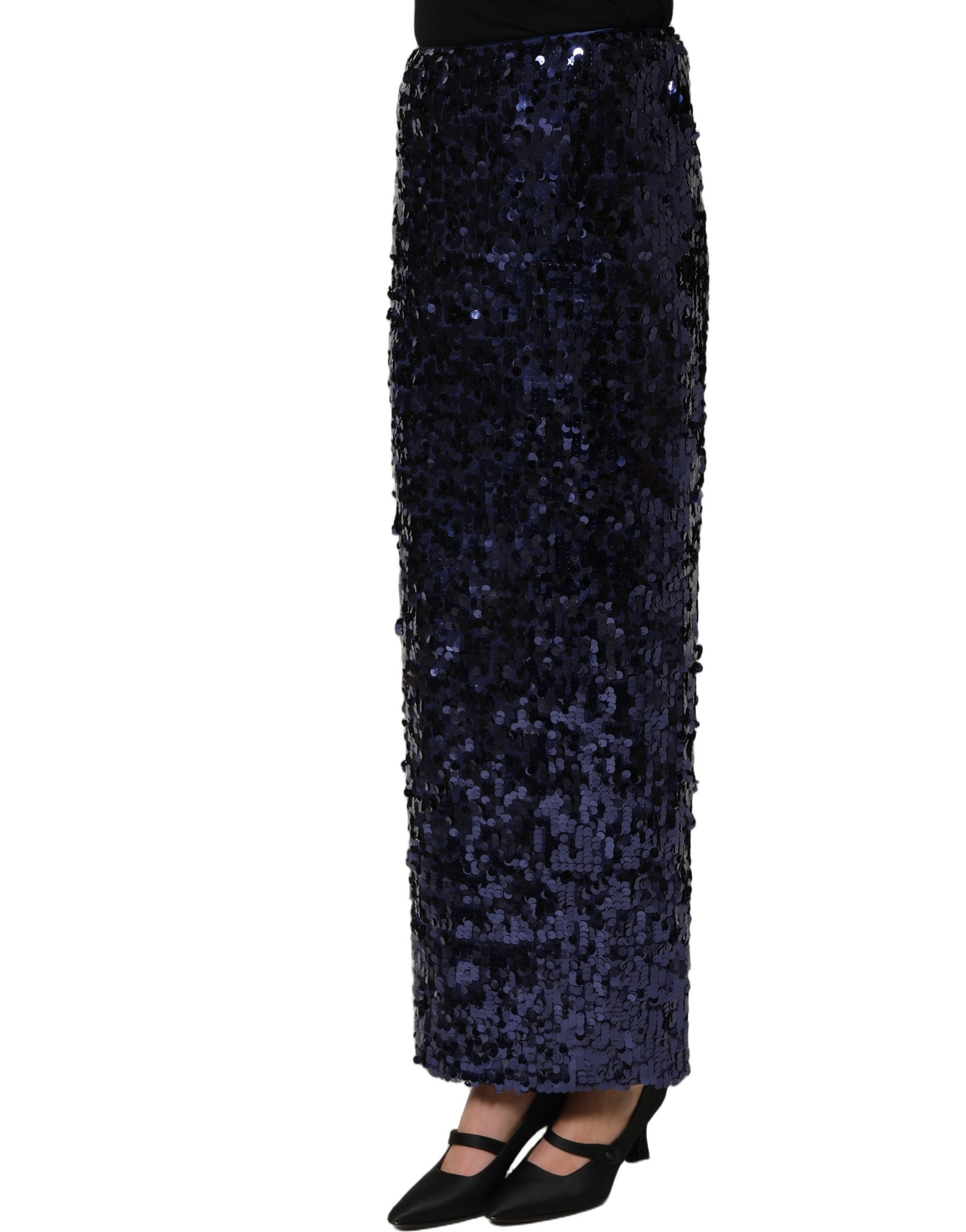 Dolce & Gabbana Blue Sequin High Waist PencilCut Midi Skirt | Regal Royce