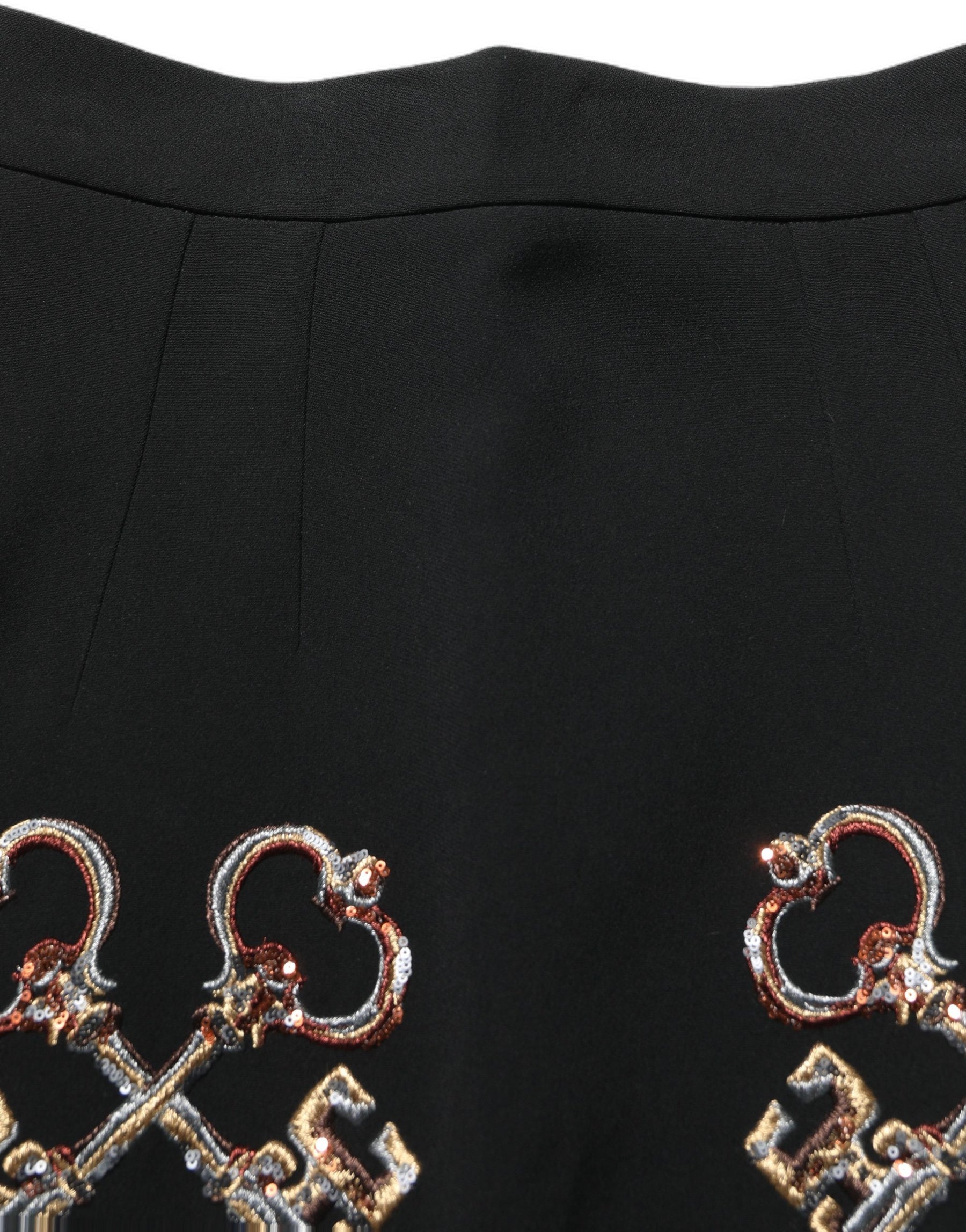 Dolce & Gabbana Black Floral Embellished A-line Mini Skirt | Regal Royce