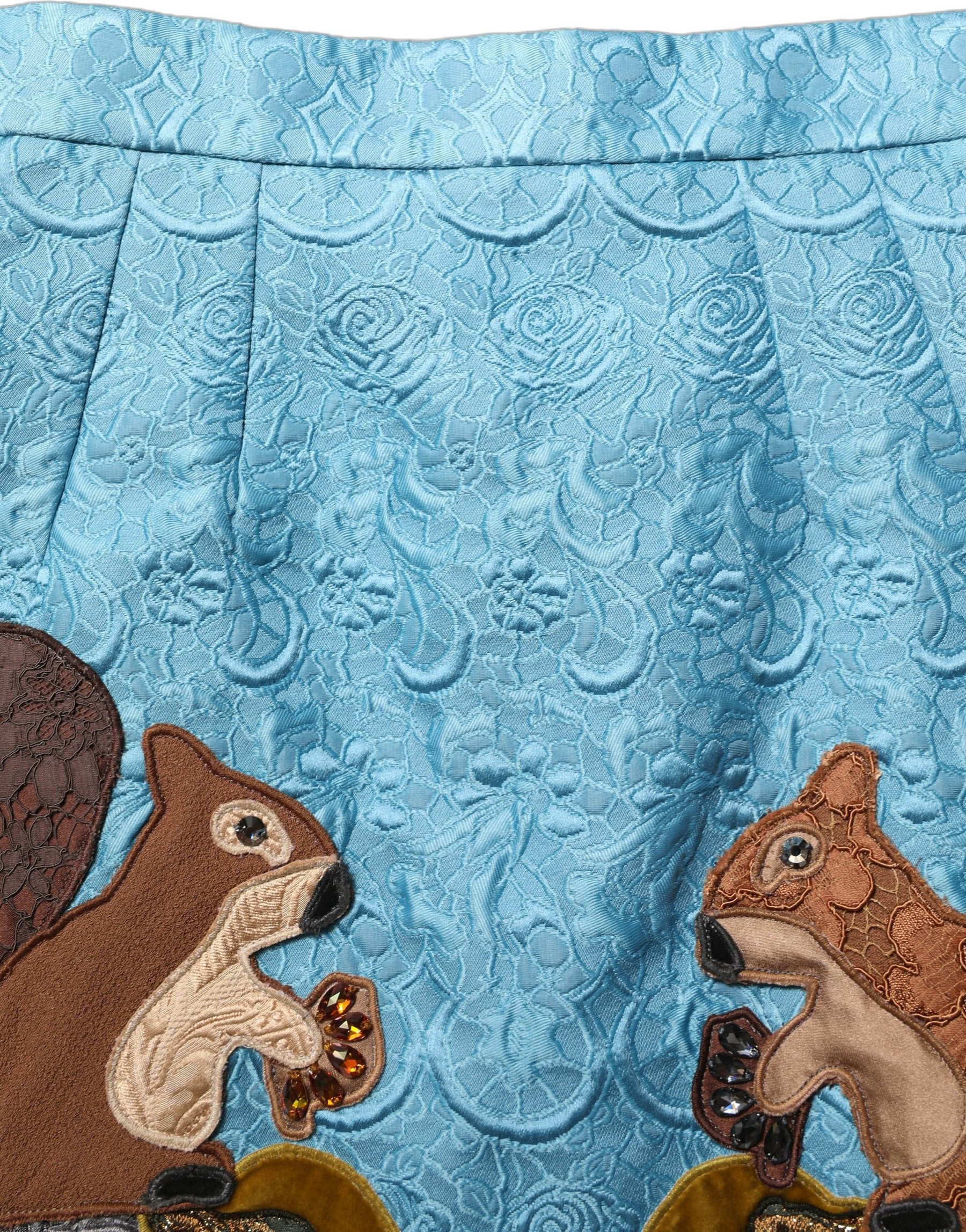 Dolce & Gabbana Blue Jacquard Embroidered A-line Skirt | Regal Royce