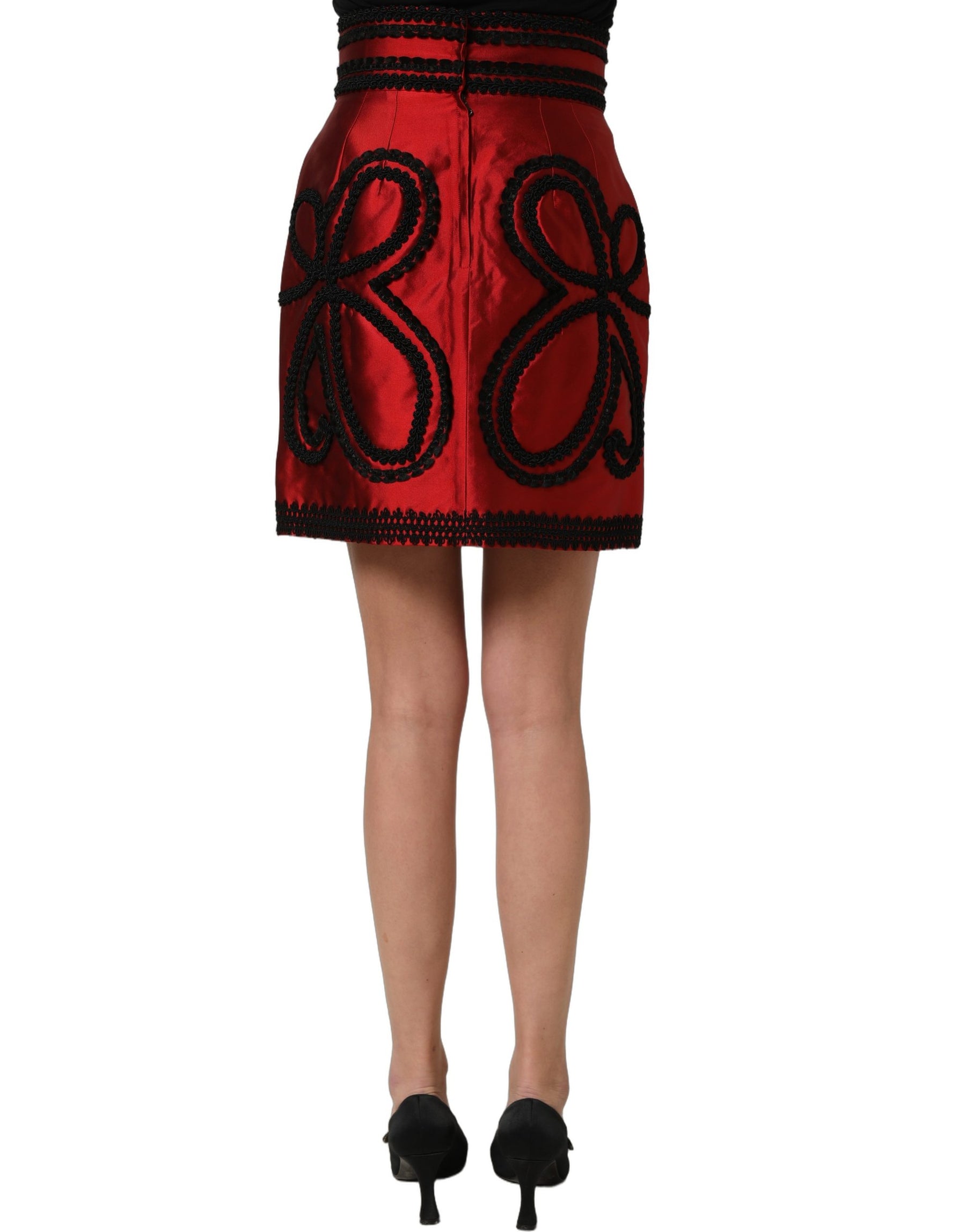 Dolce & Gabbana Red Soutache Embroidery A-line Mini Skirt | Regal Royce